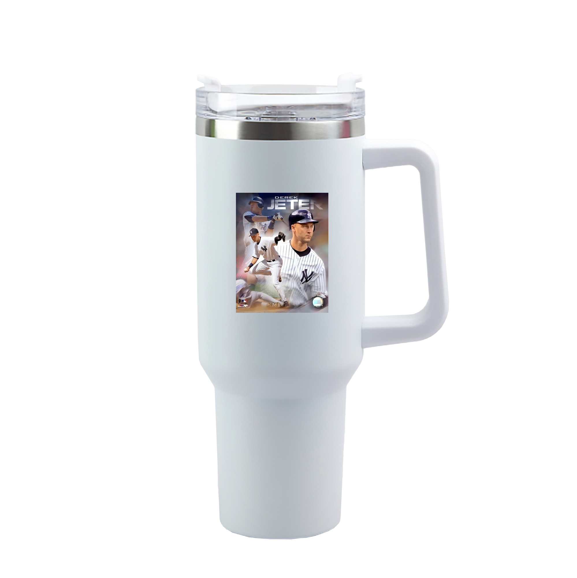 Derek Jeter 60 40oz Handle Car Tumbler – Durable Stainless Steel Travel Mug With UV Print – Double Wall Insulated, Fits Most Car Cup Holders