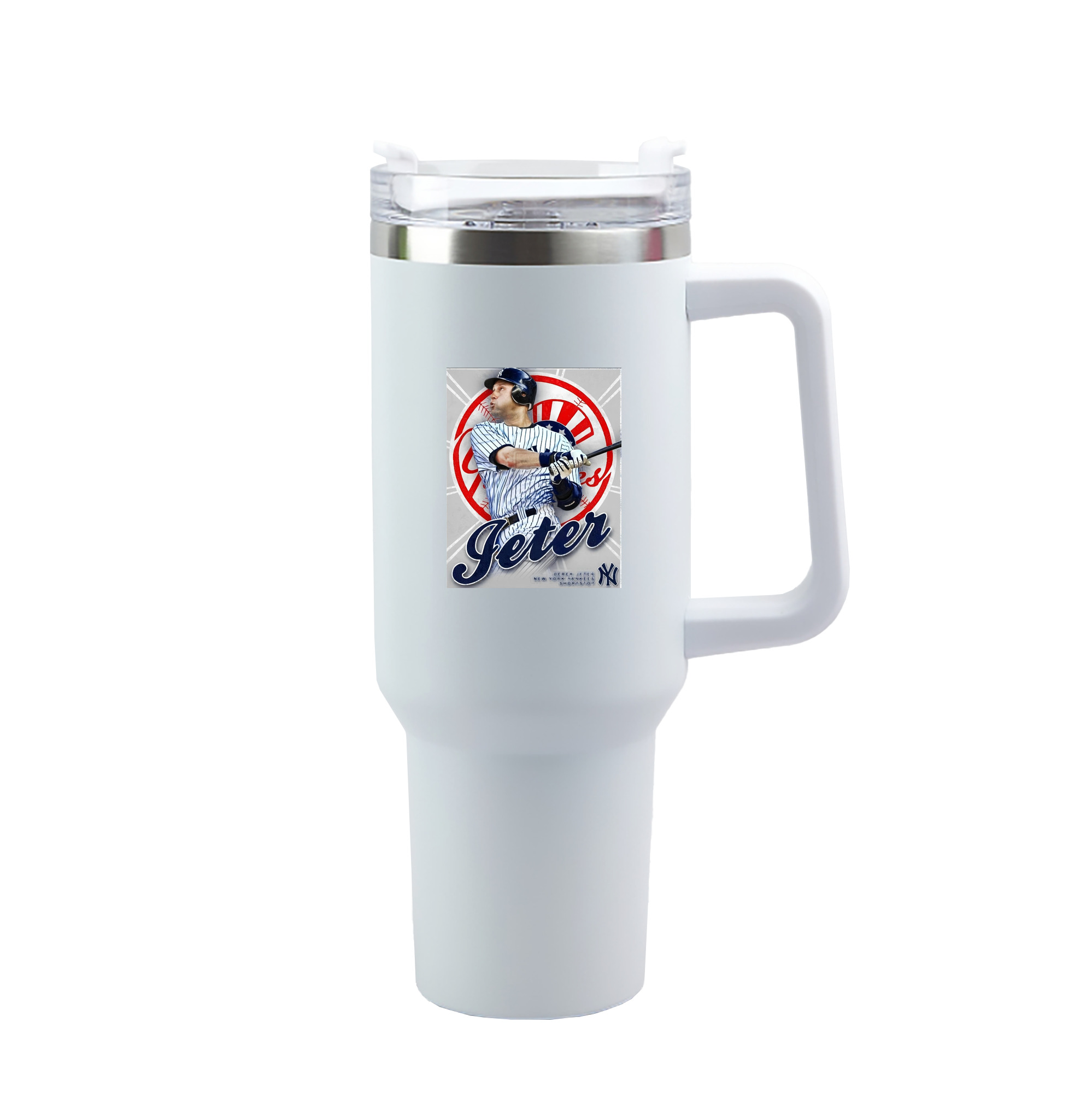 Derek Jeter 62 40oz Handle Car Tumbler – Durable Stainless Steel Travel Mug With UV Print – Double Wall Insulated, Fits Most Car Cup Holders
