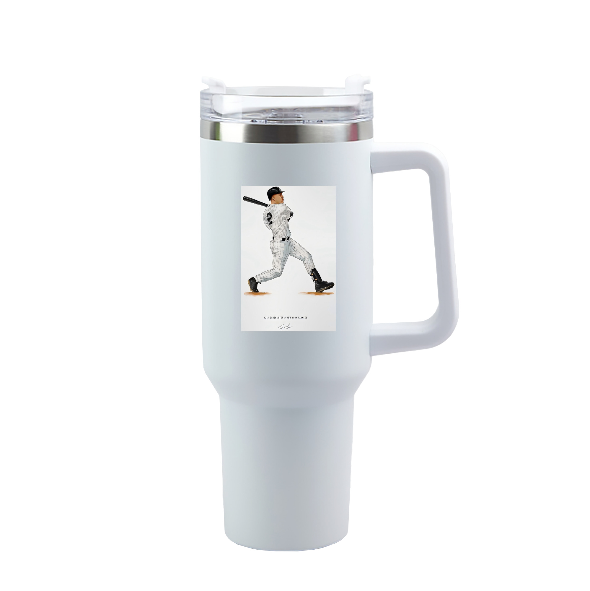 Derek Jeter 64 40oz Handle Car Tumbler – Durable Stainless Steel Travel Mug With UV Print – Double Wall Insulated, Fits Most Car Cup Holders