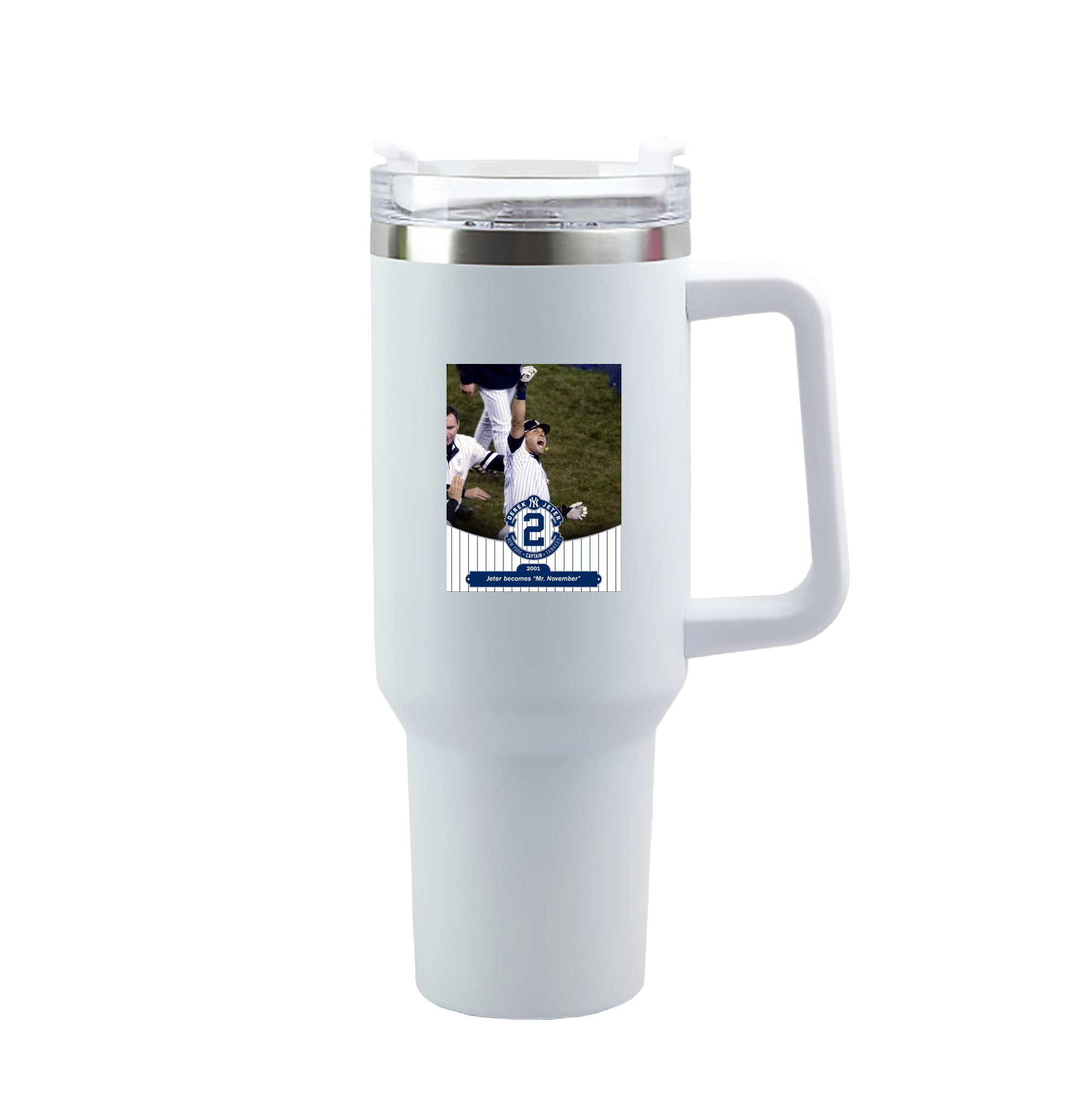 Derek Jeter 87 40oz Handle Car Tumbler – Durable Stainless Steel Travel Mug With UV Print – Double Wall Insulated, Fits Most Car Cup Holders