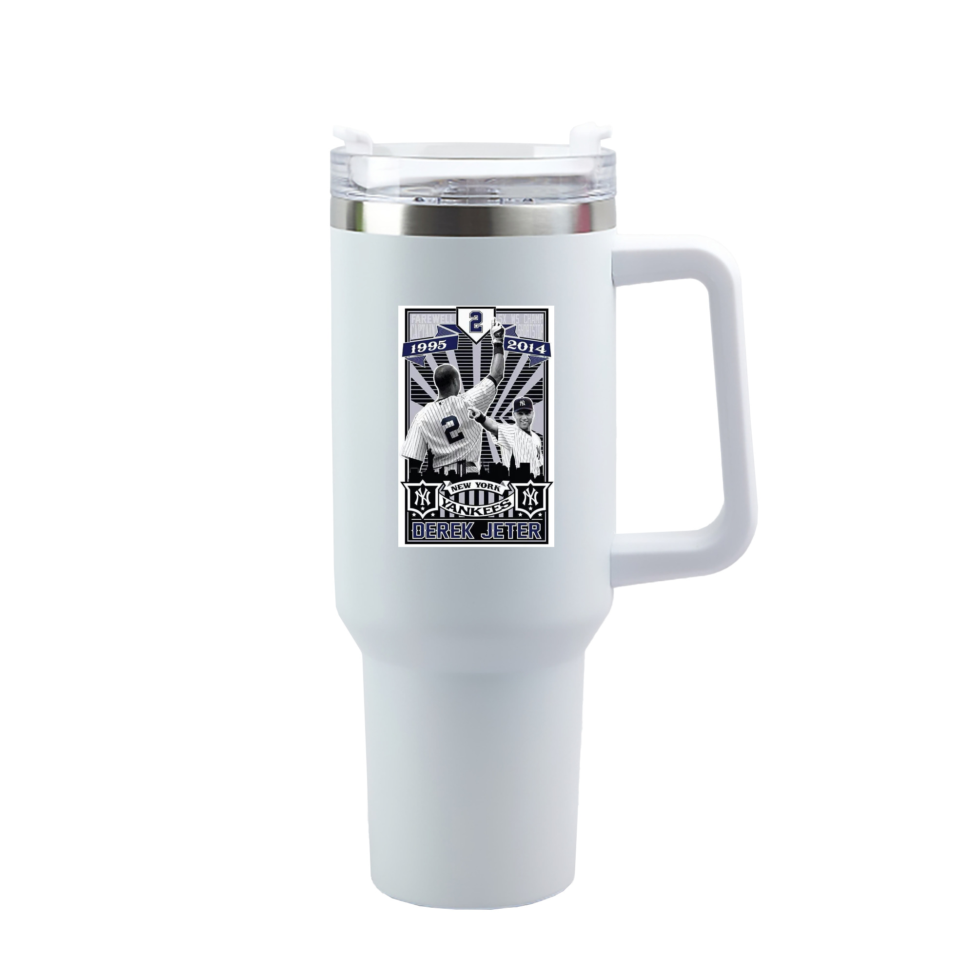 Derek Jeter 89 40oz Handle Car Tumbler – Durable Stainless Steel Travel Mug With UV Print – Double Wall Insulated, Fits Most Car Cup Holders