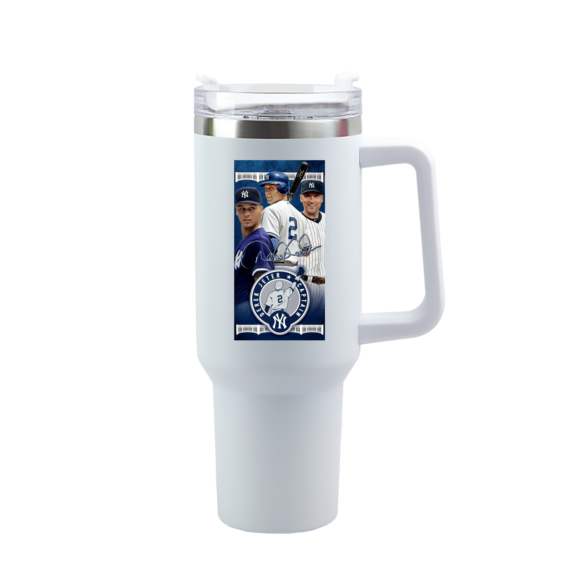 Derek Jeter 92 40oz Handle Car Tumbler – Durable Stainless Steel Travel Mug With UV Print – Double Wall Insulated, Fits Most Car Cup Holders