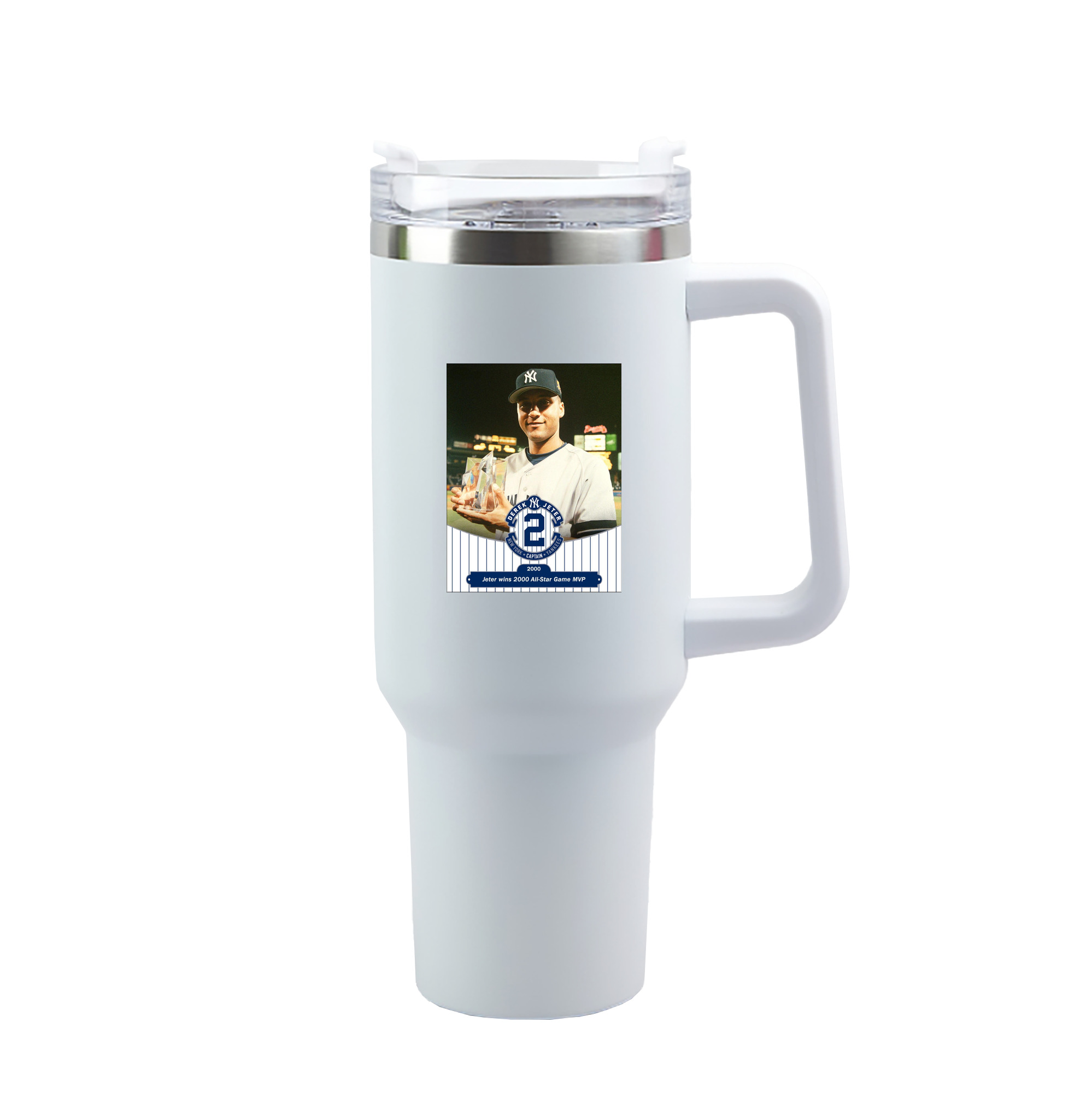 Derek Jeter 93 40oz Handle Car Tumbler – Durable Stainless Steel Travel Mug With UV Print – Double Wall Insulated, Fits Most Car Cup Holders