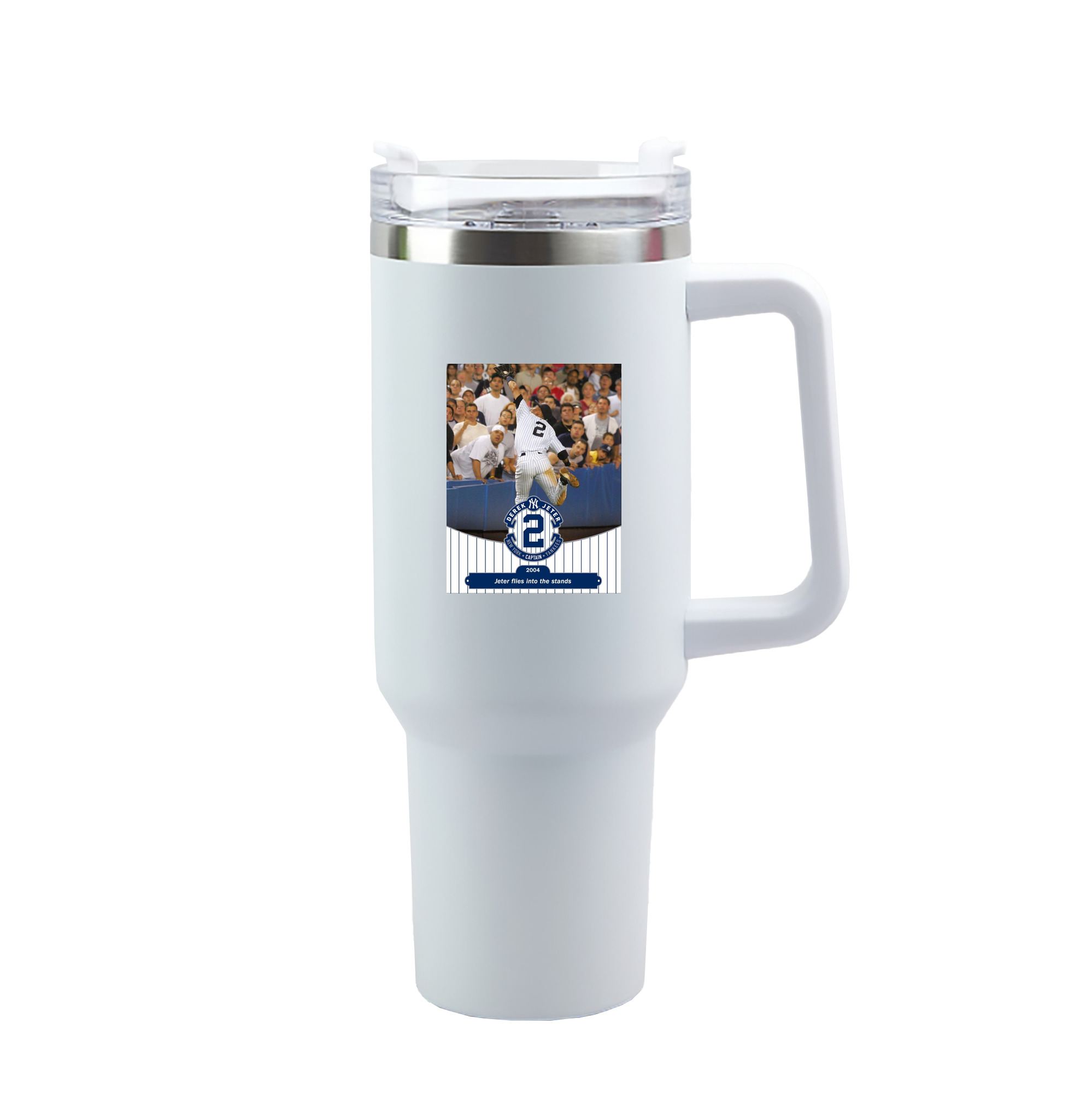Derek Jeter 94 40oz Handle Car Tumbler – Durable Stainless Steel Travel Mug With UV Print – Double Wall Insulated, Fits Most Car Cup Holders