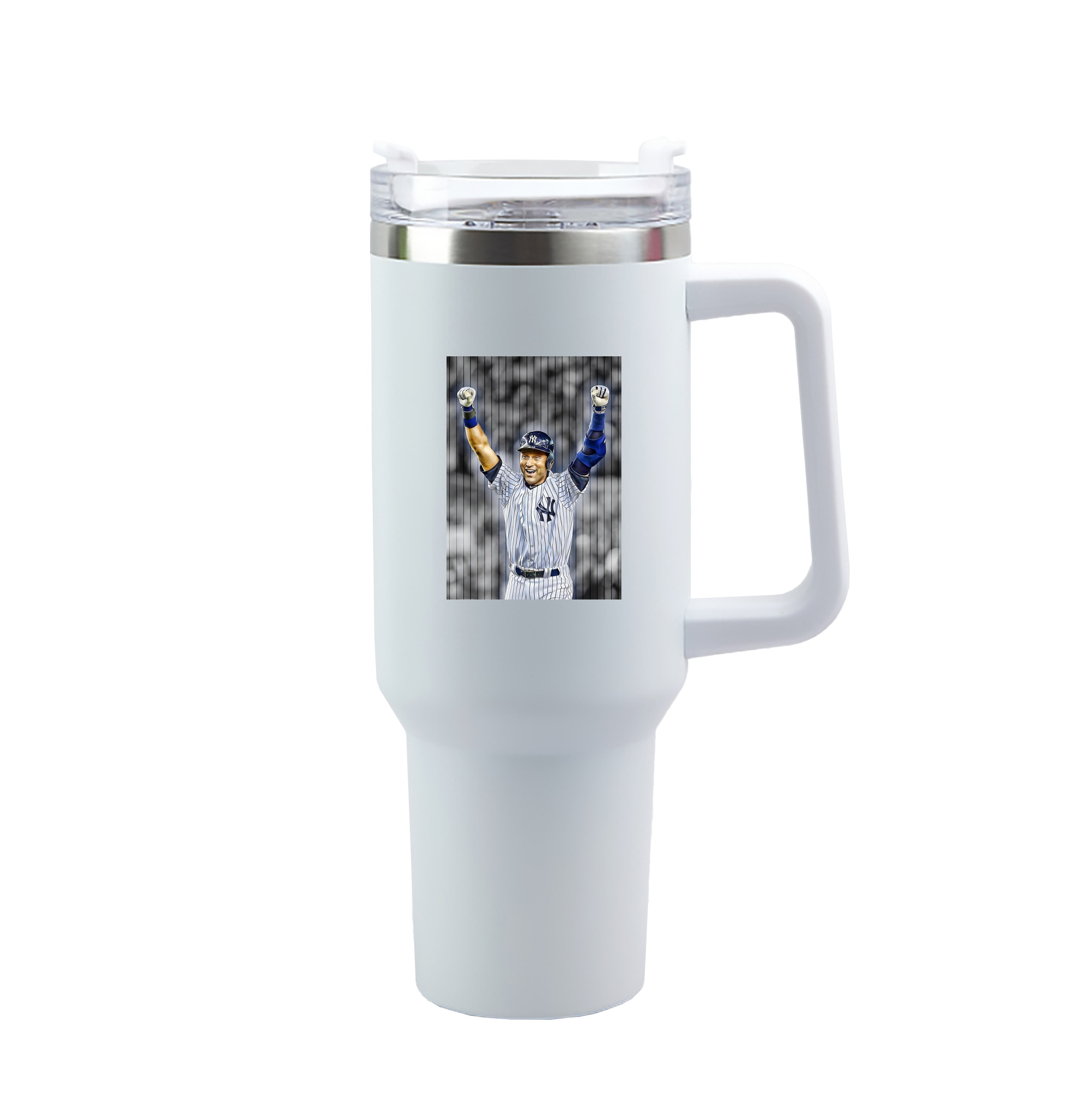 Derek Jeter 96 40oz Handle Car Tumbler – Durable Stainless Steel Travel Mug With UV Print – Double Wall Insulated, Fits Most Car Cup Holders