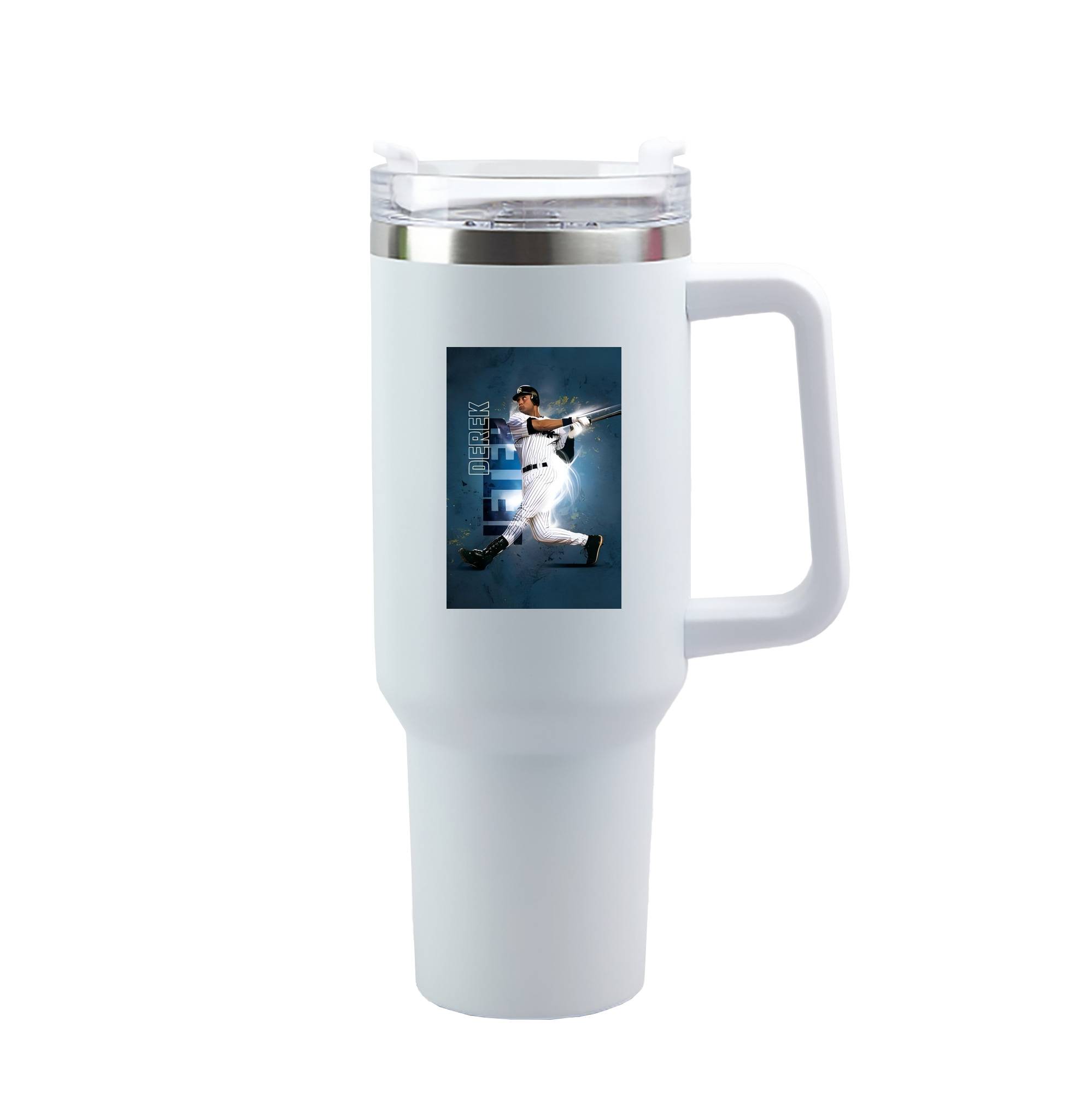 Derek Jeter 99 40oz Handle Car Tumbler – Durable Stainless Steel Travel Mug With UV Print – Double Wall Insulated, Fits Most Car Cup Holders