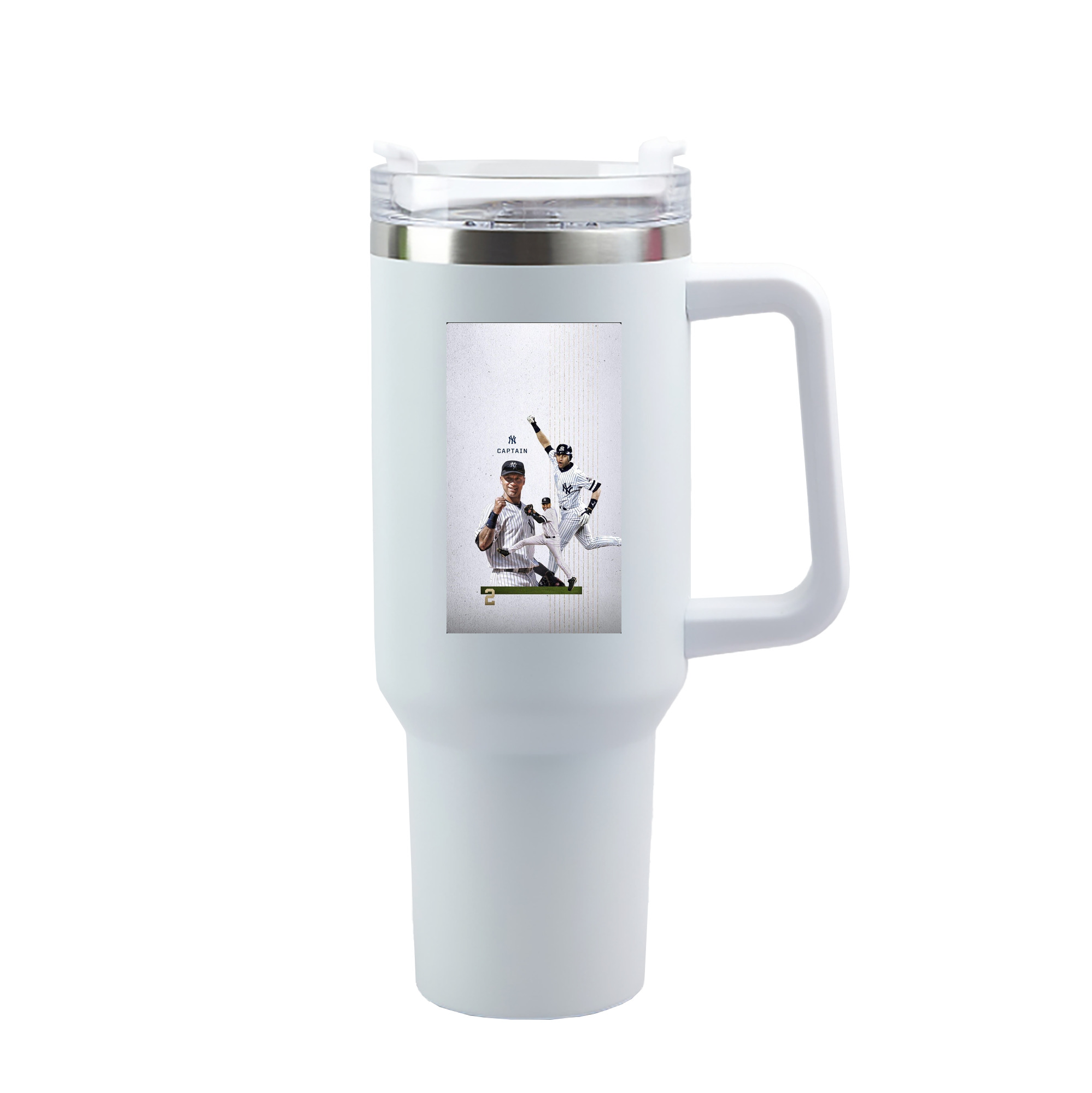 Derek Jeter 106 40oz Handle Car Tumbler – Durable Stainless Steel Travel Mug With UV Print – Double Wall Insulated, Fits Most Car Cup Holders