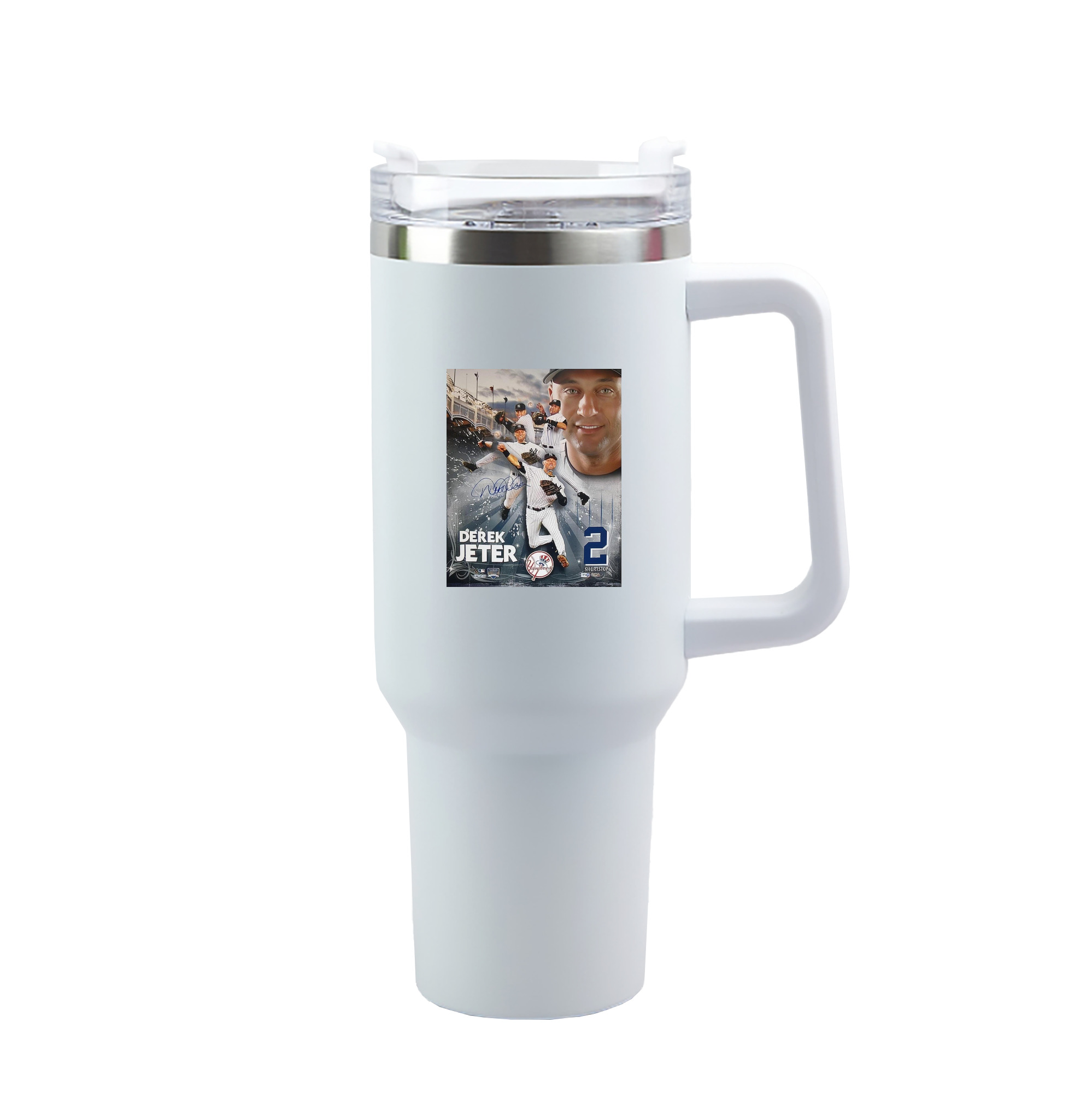 Derek Jeter 109 40oz Handle Car Tumbler – Durable Stainless Steel Travel Mug With UV Print – Double Wall Insulated, Fits Most Car Cup Holders