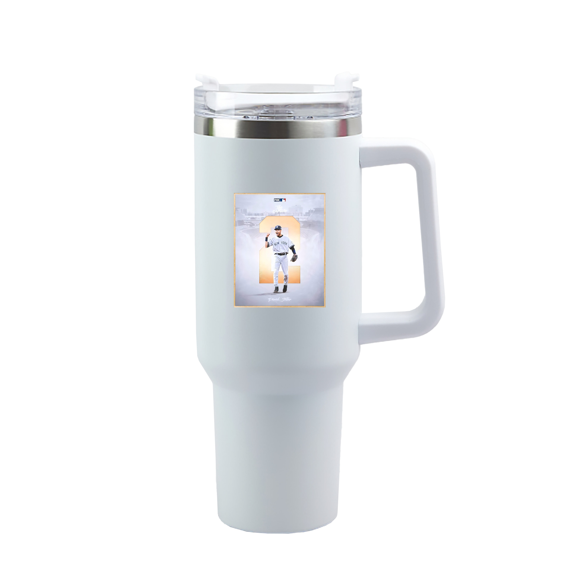 Derek Jeter 112 40oz Handle Car Tumbler – Durable Stainless Steel Travel Mug With UV Print – Double Wall Insulated, Fits Most Car Cup Holders