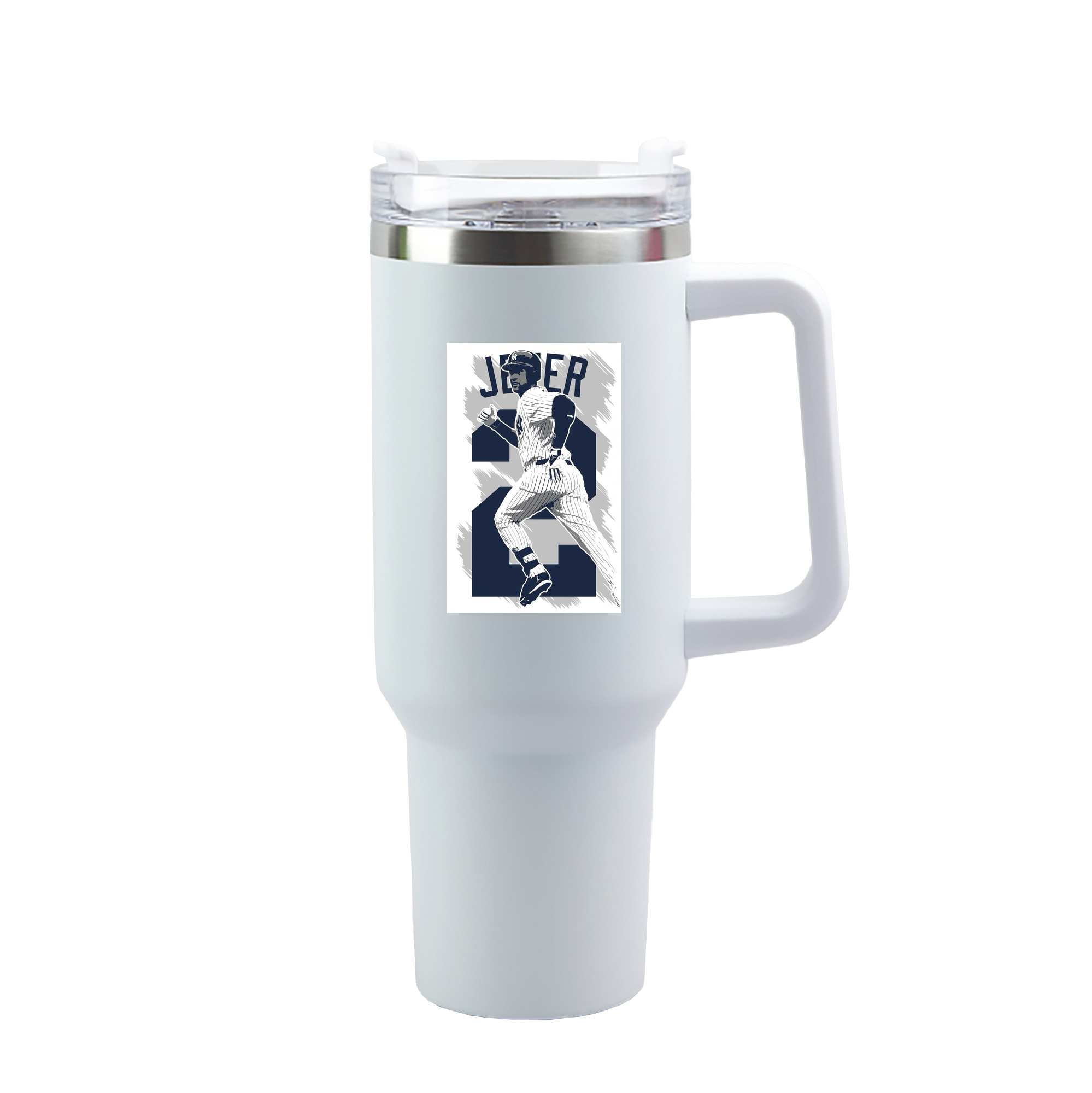 Derek Jeter 113 40oz Handle Car Tumbler – Durable Stainless Steel Travel Mug With UV Print – Double Wall Insulated, Fits Most Car Cup Holders