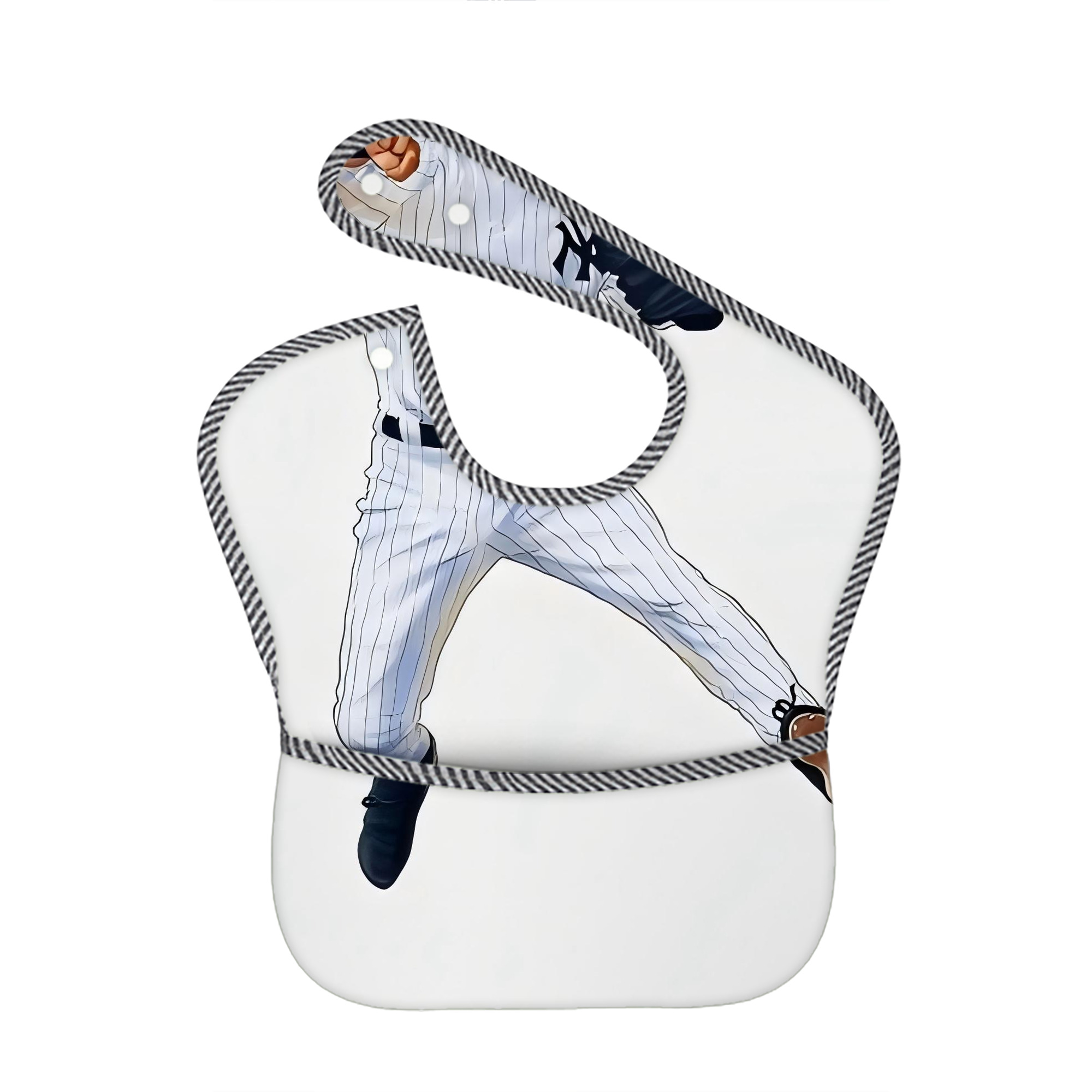 Derek Jeter 17 Adjustable Waterproof Toddler Bib – Full-Print Durable Polyester – Foldable Crumb Pocket – Easy Snap Closure – Soft