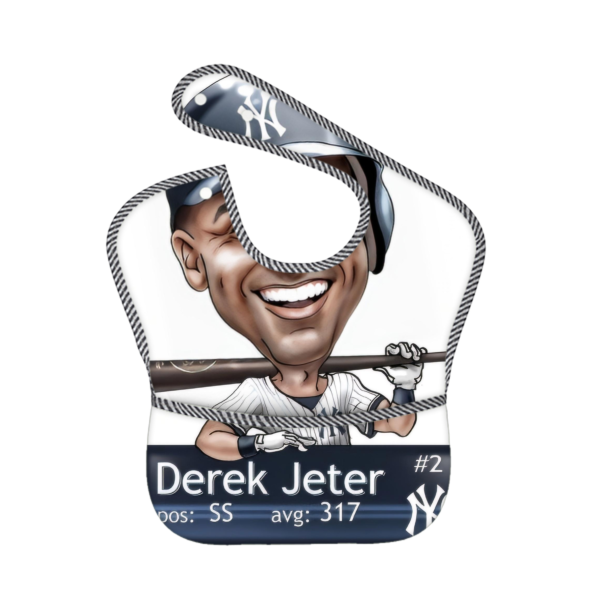 Derek Jeter 18 Adjustable Waterproof Toddler Bib – Full-Print Durable Polyester – Foldable Crumb Pocket – Easy Snap Closure – Soft