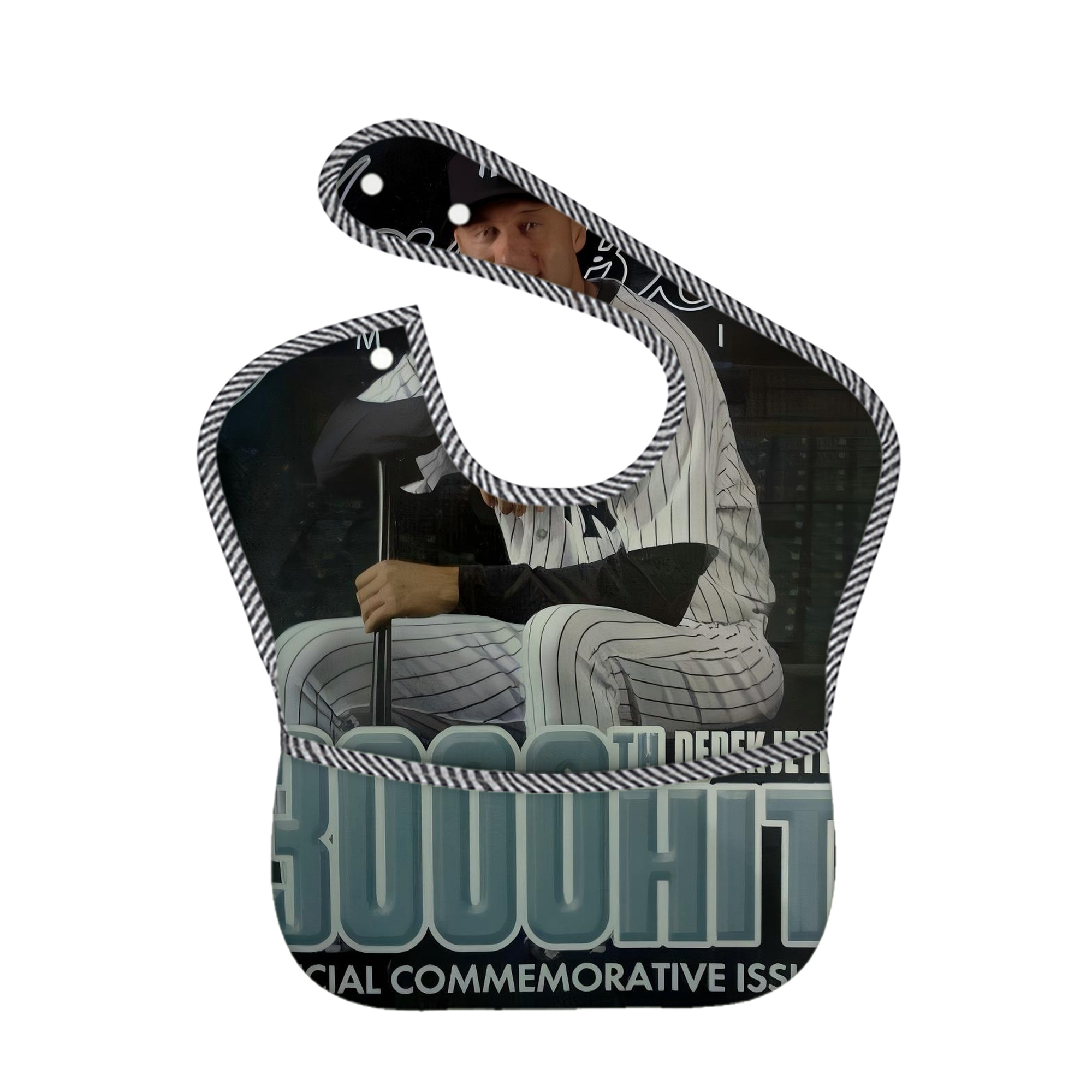 Derek Jeter 43 Adjustable Waterproof Toddler Bib – Full-Print Durable Polyester – Foldable Crumb Pocket – Easy Snap Closure – Soft