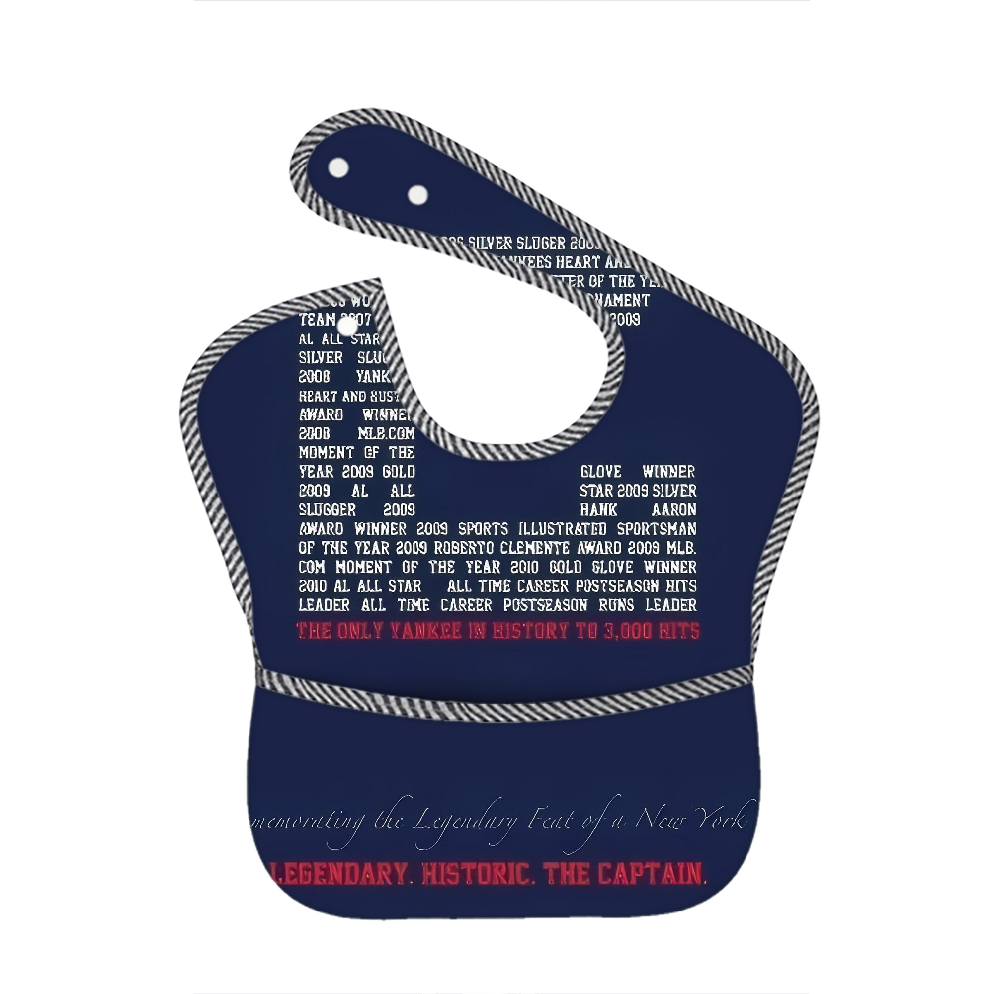 Derek Jeter 44 Adjustable Waterproof Toddler Bib – Full-Print Durable Polyester – Foldable Crumb Pocket – Easy Snap Closure – Soft