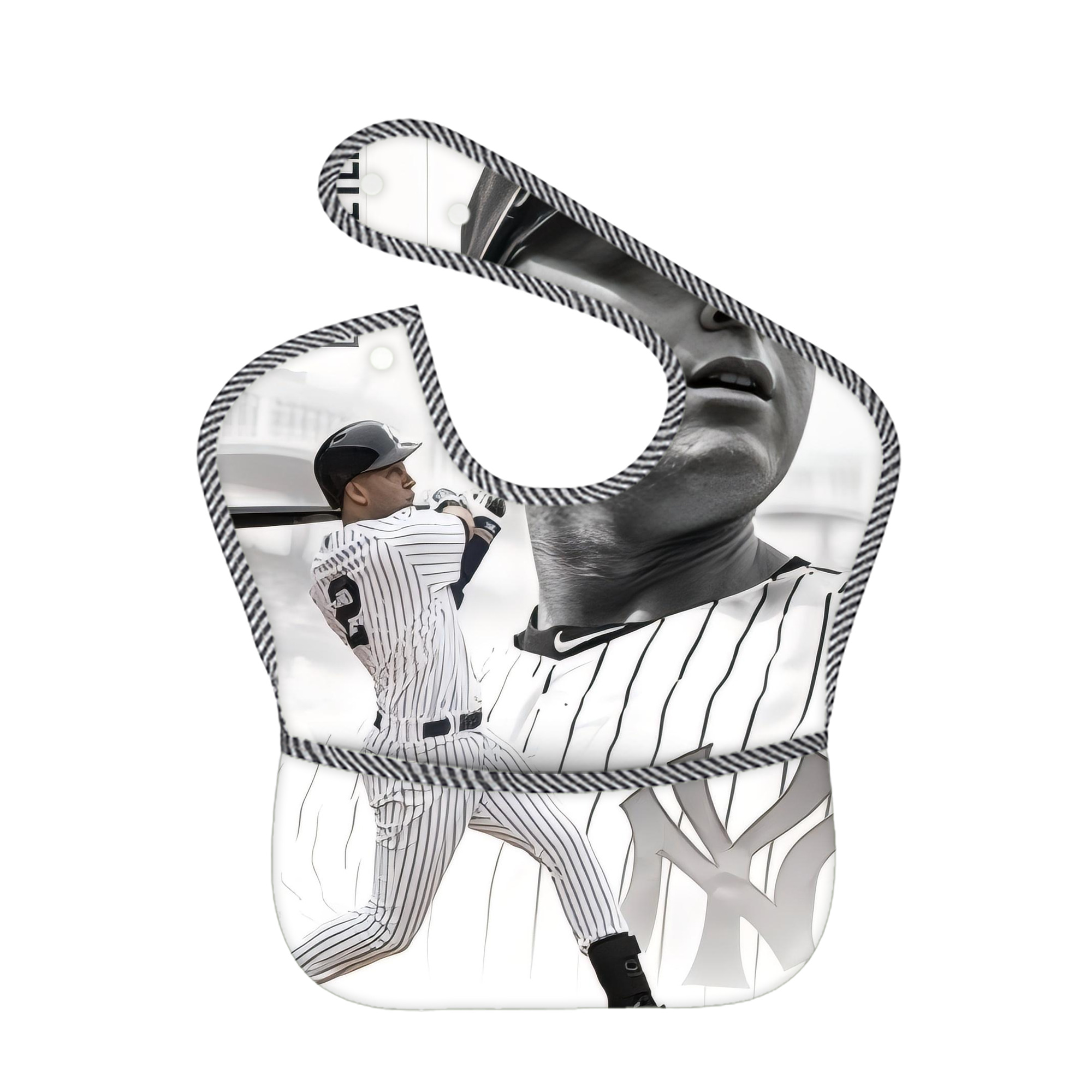 Derek Jeter 61 Adjustable Waterproof Toddler Bib – Full-Print Durable Polyester – Foldable Crumb Pocket – Easy Snap Closure – Soft