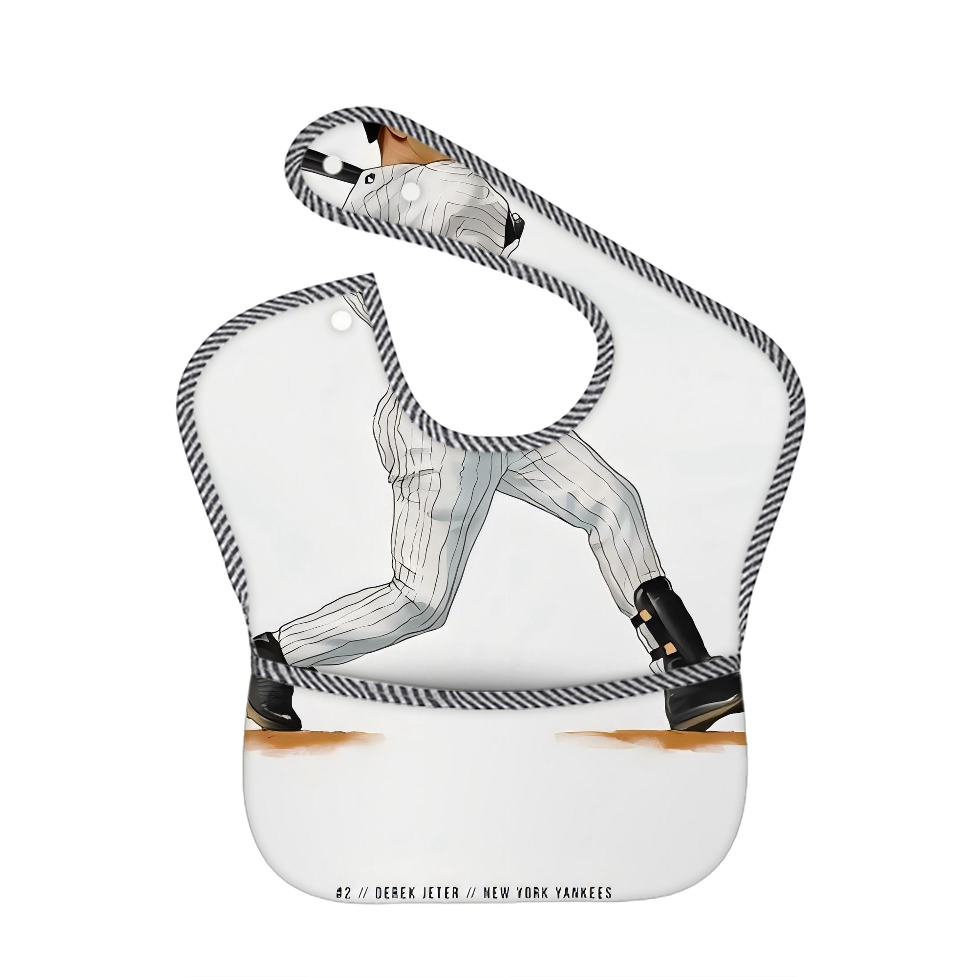 Derek Jeter 64 Adjustable Waterproof Toddler Bib – Full-Print Durable Polyester – Foldable Crumb Pocket – Easy Snap Closure – Soft