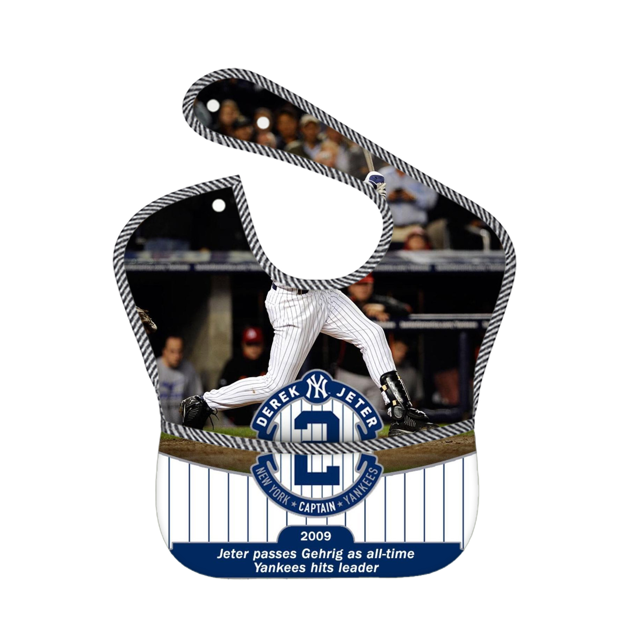 Derek Jeter 88 Adjustable Waterproof Toddler Bib – Full-Print Durable Polyester – Foldable Crumb Pocket – Easy Snap Closure – Soft