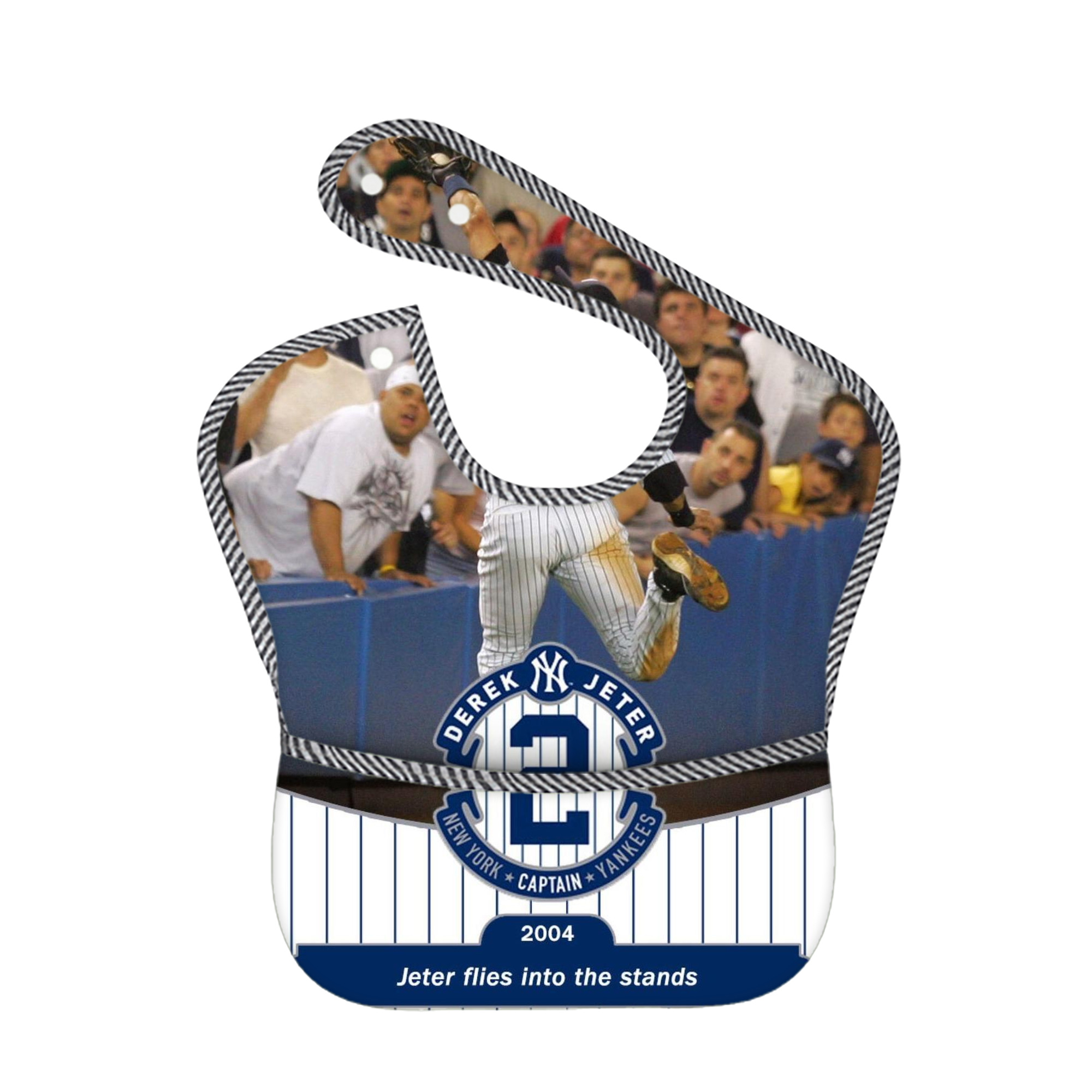 Derek Jeter 94 Adjustable Waterproof Toddler Bib – Full-Print Durable Polyester – Foldable Crumb Pocket – Easy Snap Closure – Soft