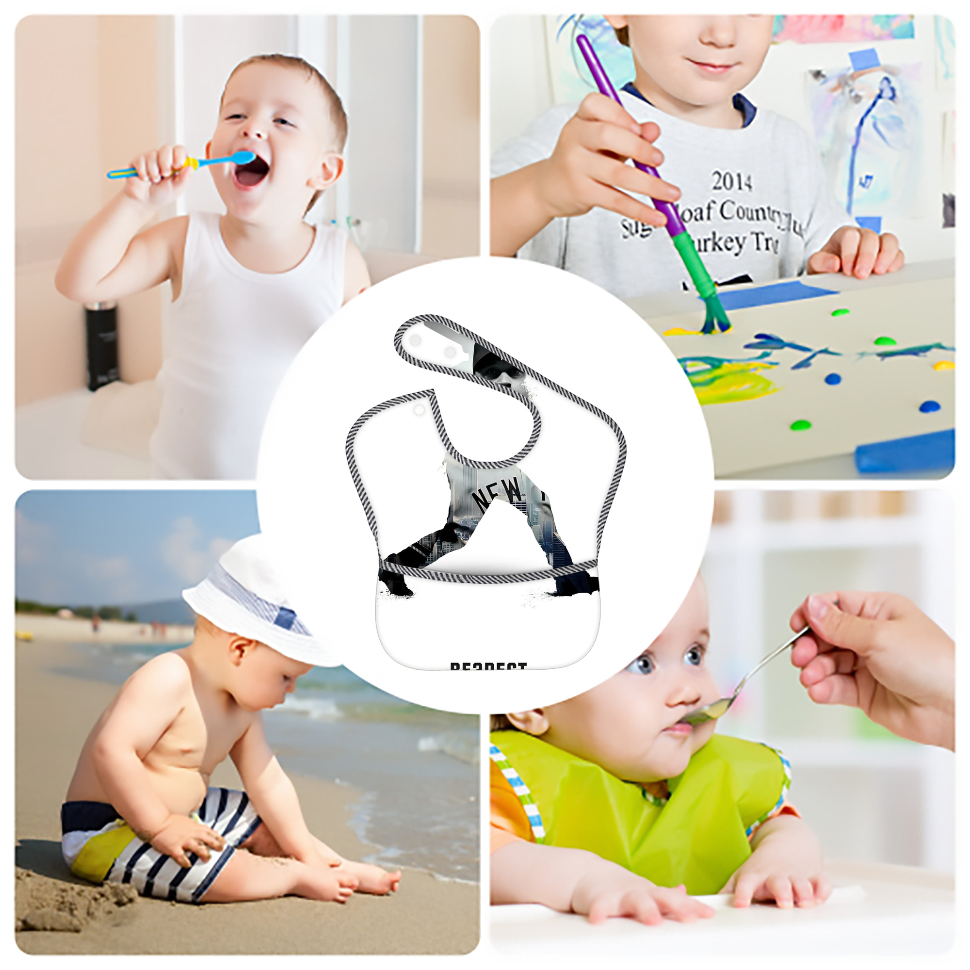 Derek Jeter 54 Adjustable Waterproof Toddler Bib – Full-Print Durable Polyester – Foldable Crumb Pocket – Easy Snap Closure – Soft