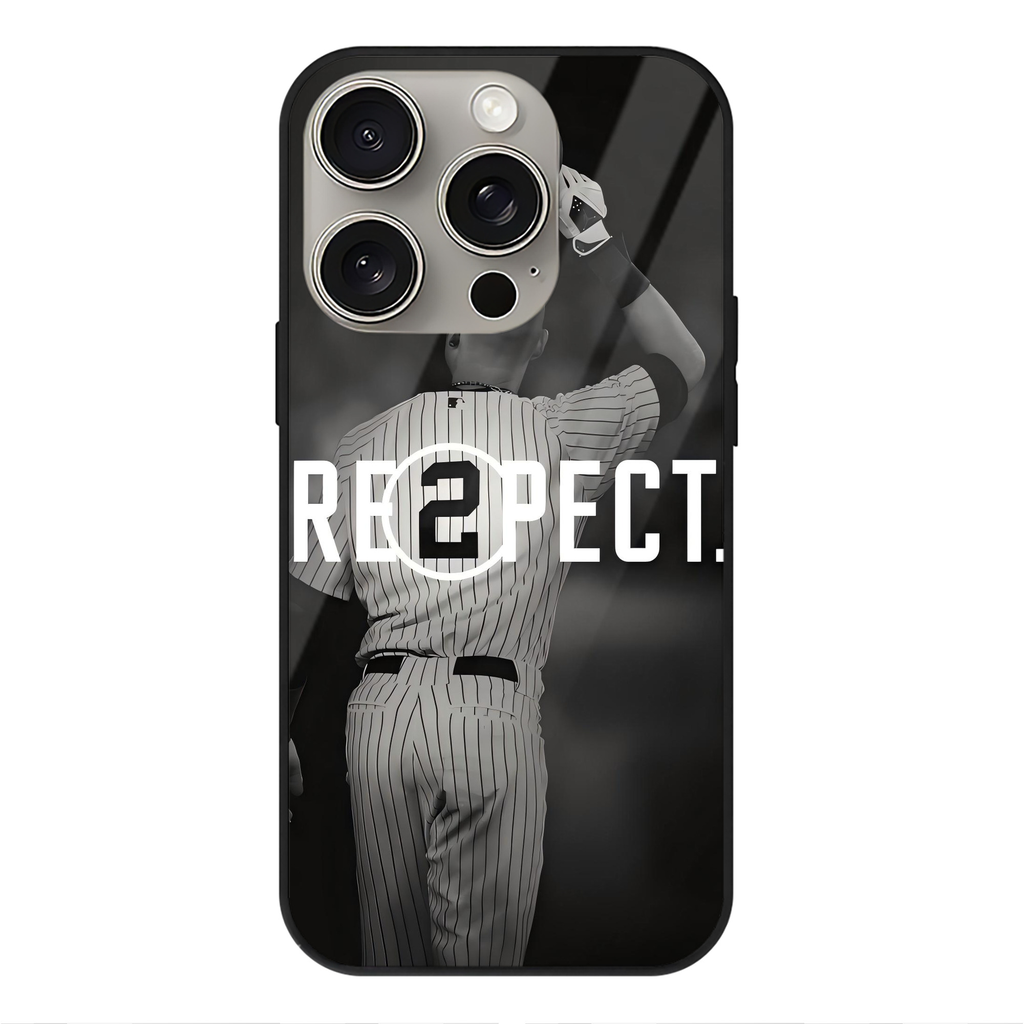 Derek Jeter 37 IPhone 15 Pro Mirror Phone Case – UV Printed Glass + TPU – Scratch-Resistant, Wireless Charging Compatible, Precise Fit & Stylish Design
