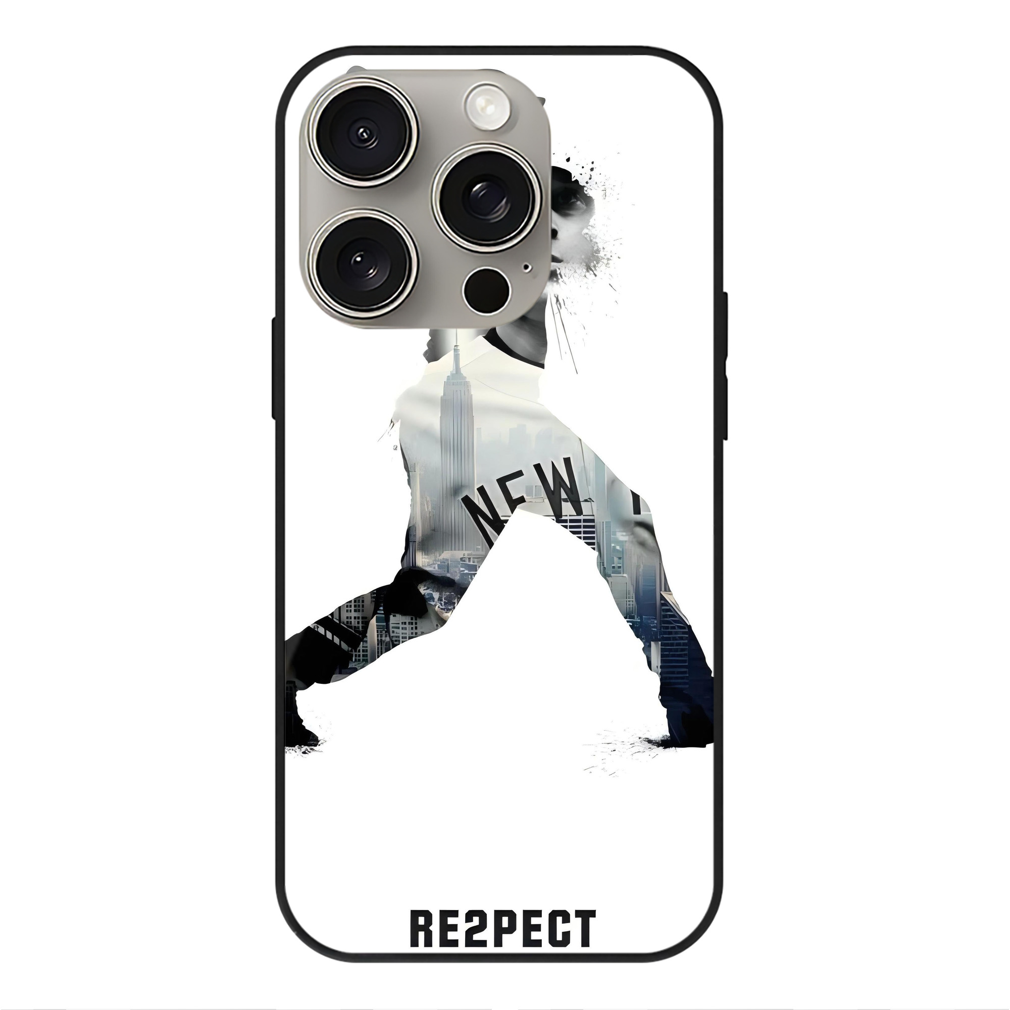 Derek Jeter 54 IPhone 15 Pro Mirror Phone Case – UV Printed Glass + TPU – Scratch-Resistant, Wireless Charging Compatible, Precise Fit & Stylish Design