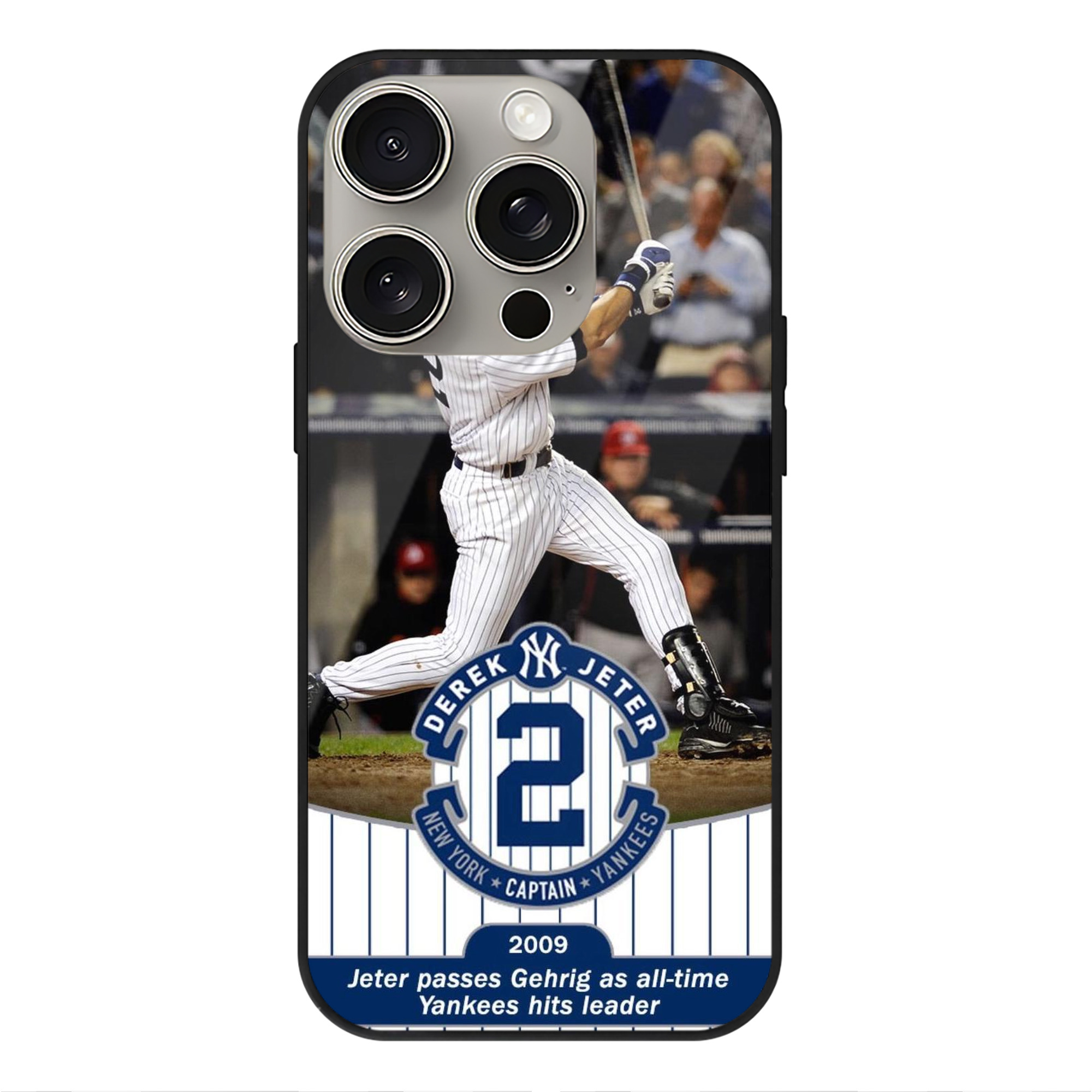 Derek Jeter 88 IPhone 15 Pro Mirror Phone Case – UV Printed Glass + TPU – Scratch-Resistant, Wireless Charging Compatible, Precise Fit & Stylish Design