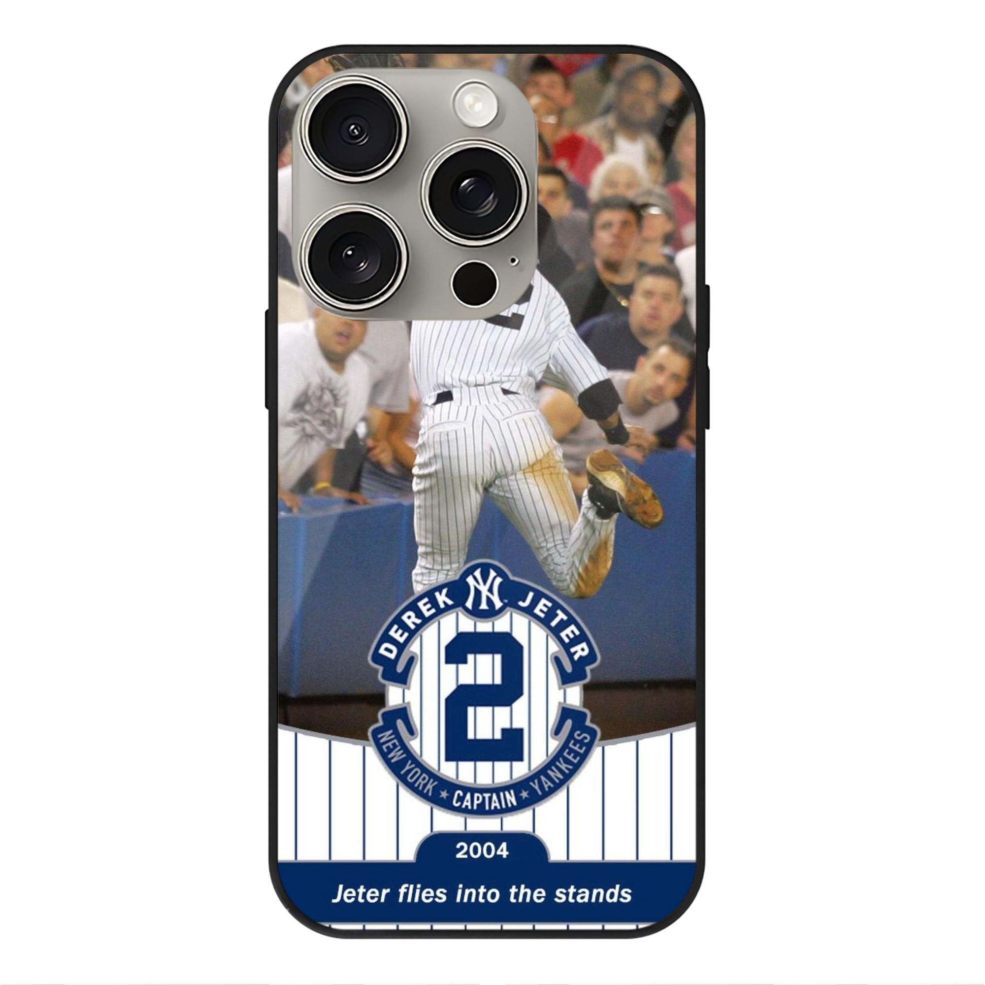 Derek Jeter 94 IPhone 15 Pro Mirror Phone Case – UV Printed Glass + TPU – Scratch-Resistant, Wireless Charging Compatible, Precise Fit & Stylish Design