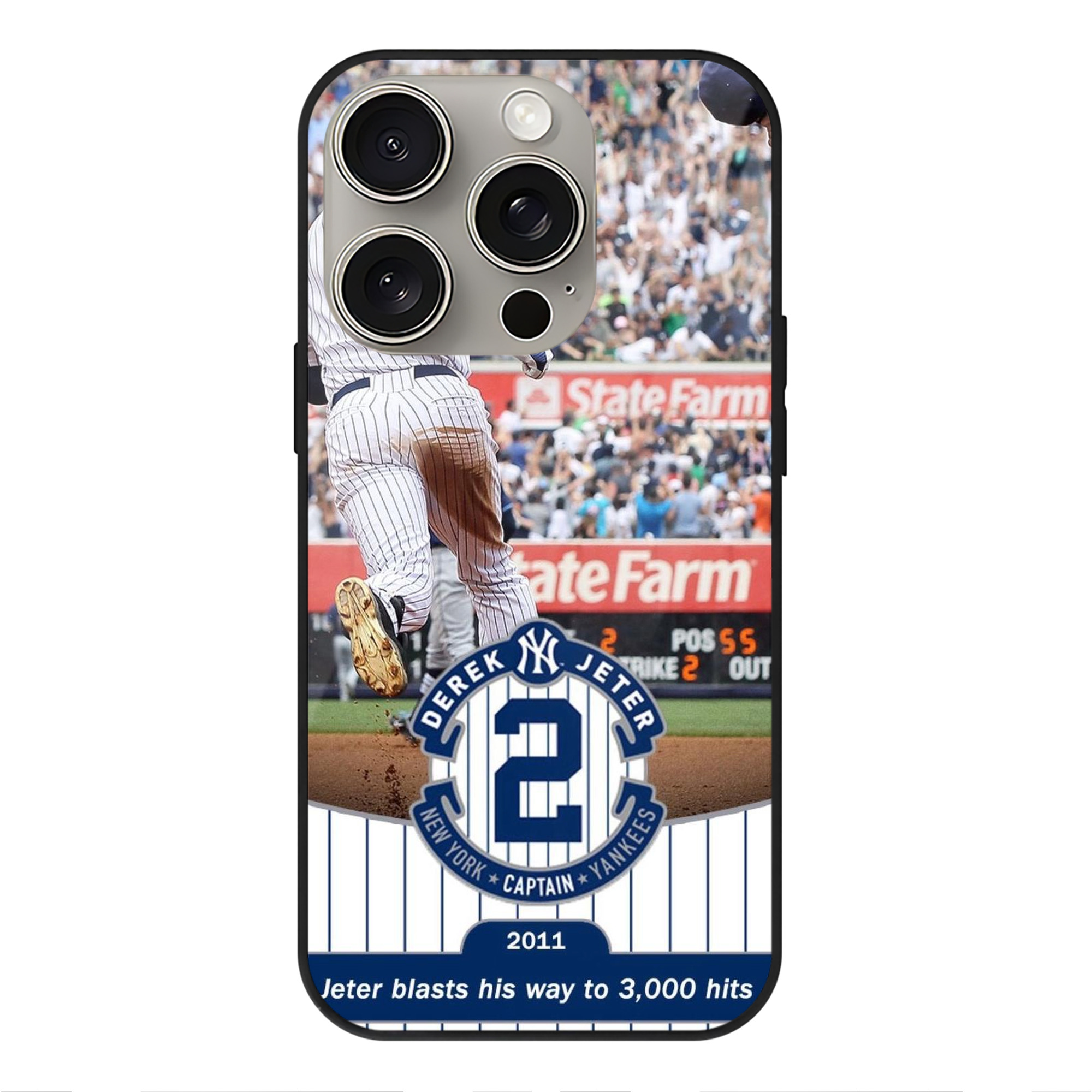 Derek Jeter 102 IPhone 15 Pro Mirror Phone Case – UV Printed Glass + TPU – Scratch-Resistant, Wireless Charging Compatible, Precise Fit & Stylish Design