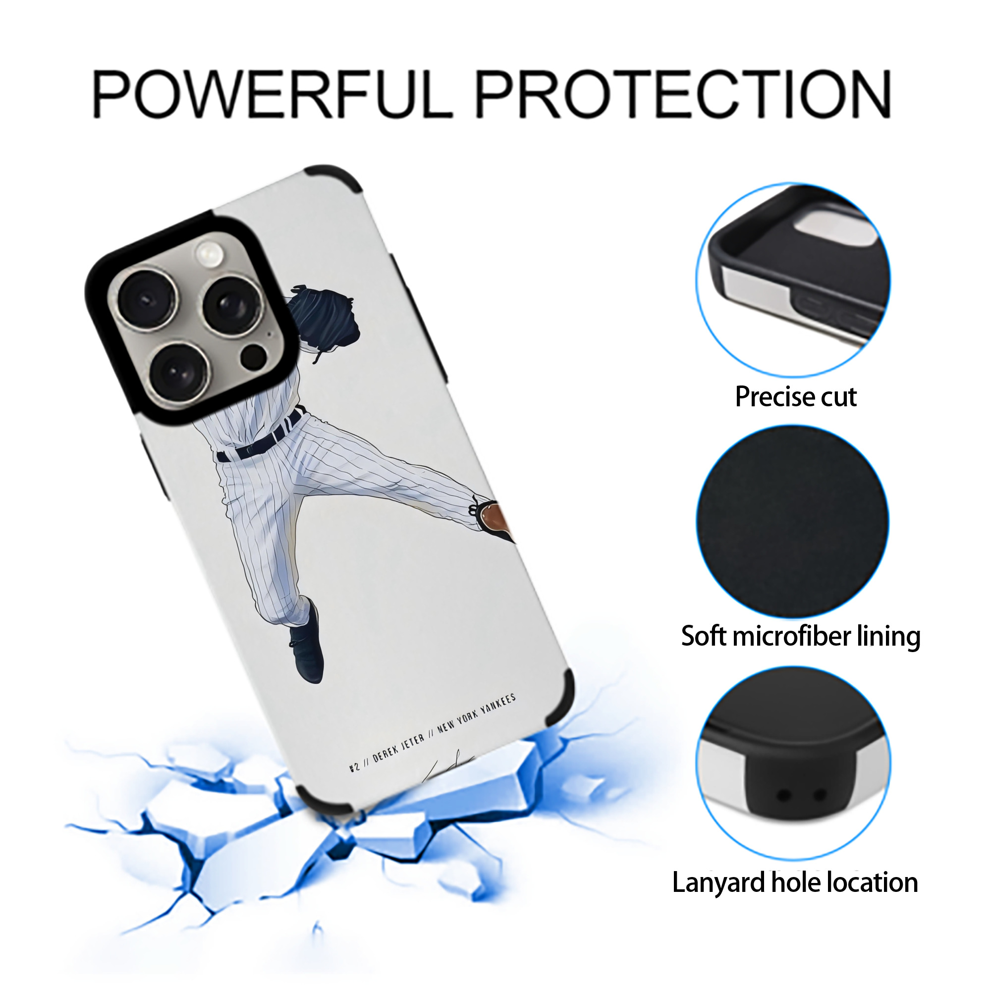 Derek Jeter 17 IPhone 15 Pro Max PU Leather Case – Soft Lining, 360° Protection – Precise Fit, 3D Buttons, Easy Charging – Anti-Yellowing, Easy To Clean