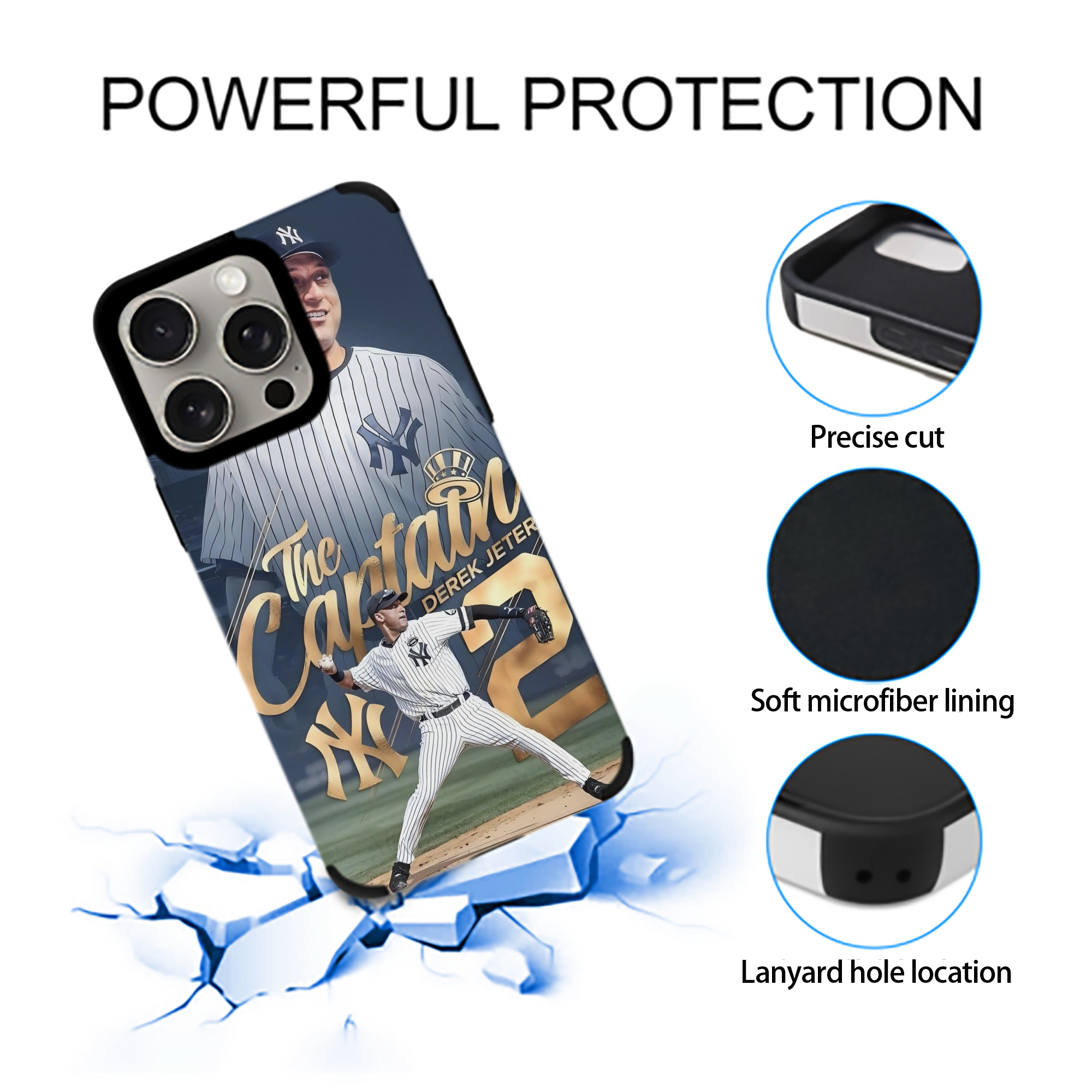 Derek Jeter 29 IPhone 15 Pro Max PU Leather Case – Soft Lining, 360° Protection – Precise Fit, 3D Buttons, Easy Charging – Anti-Yellowing, Easy To Clean