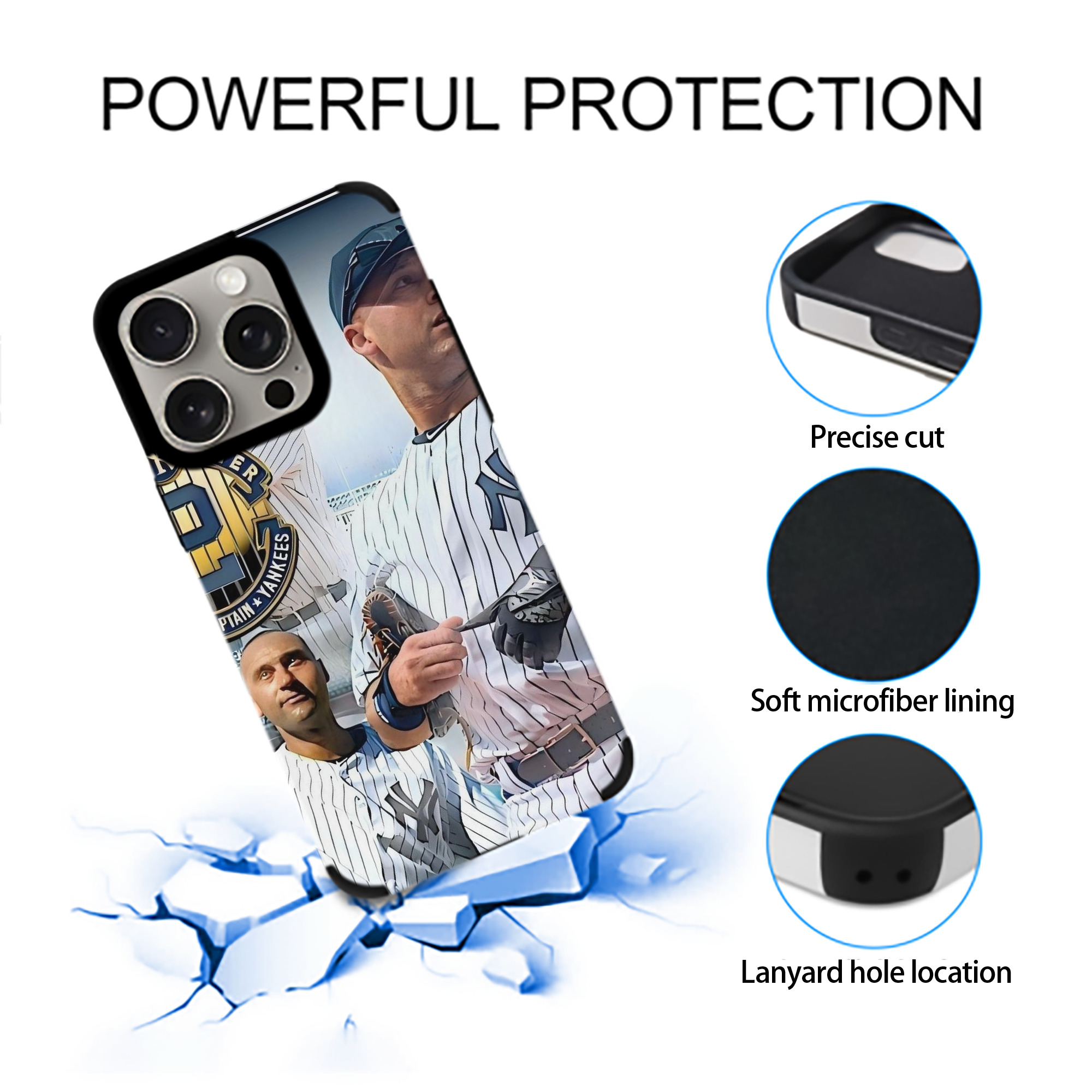 Derek Jeter 40 IPhone 15 Pro Max PU Leather Case – Soft Lining, 360° Protection – Precise Fit, 3D Buttons, Easy Charging – Anti-Yellowing, Easy To Clean
