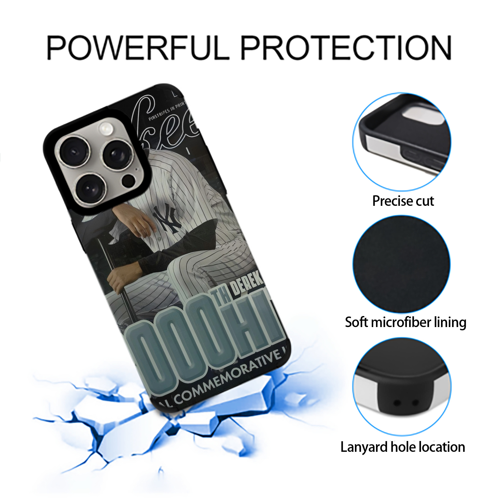 Derek Jeter 43 IPhone 15 Pro Max PU Leather Case – Soft Lining, 360° Protection – Precise Fit, 3D Buttons, Easy Charging – Anti-Yellowing, Easy To Clean