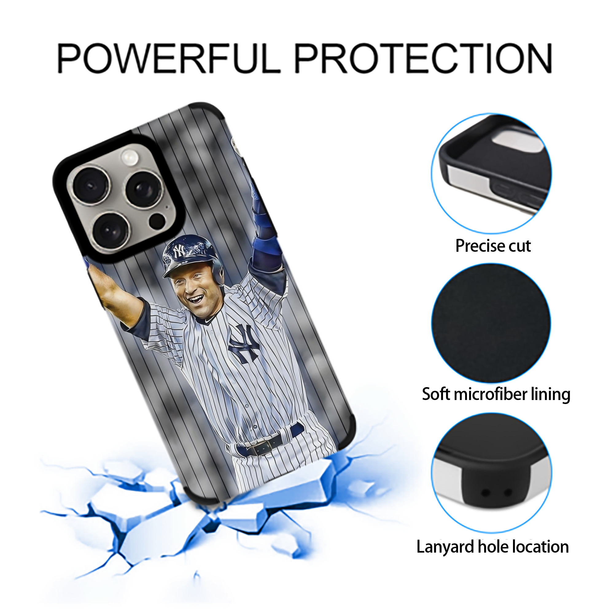 Derek Jeter 45 IPhone 15 Pro Max PU Leather Case – Soft Lining, 360° Protection – Precise Fit, 3D Buttons, Easy Charging – Anti-Yellowing, Easy To Clean