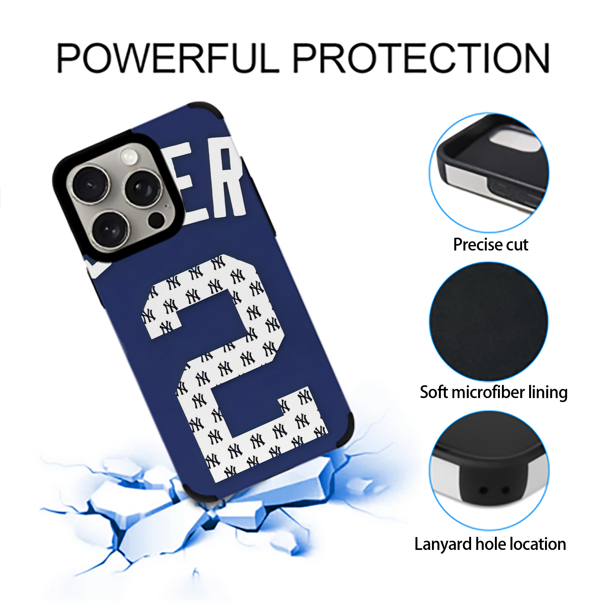 Derek Jeter 50 IPhone 15 Pro Max PU Leather Case – Soft Lining, 360° Protection – Precise Fit, 3D Buttons, Easy Charging – Anti-Yellowing, Easy To Clean