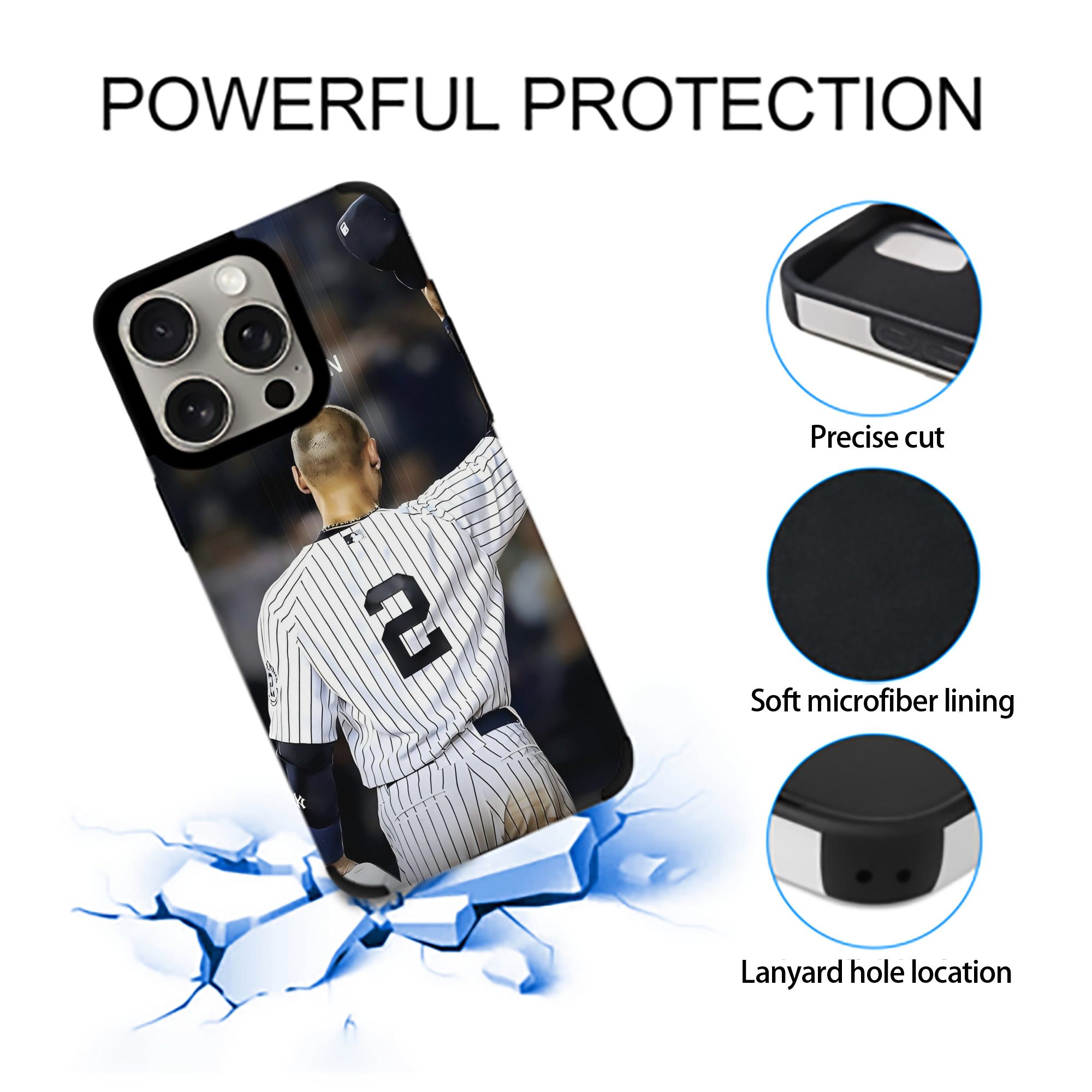 Derek Jeter 56 IPhone 15 Pro Max PU Leather Case – Soft Lining, 360° Protection – Precise Fit, 3D Buttons, Easy Charging – Anti-Yellowing, Easy To Clean