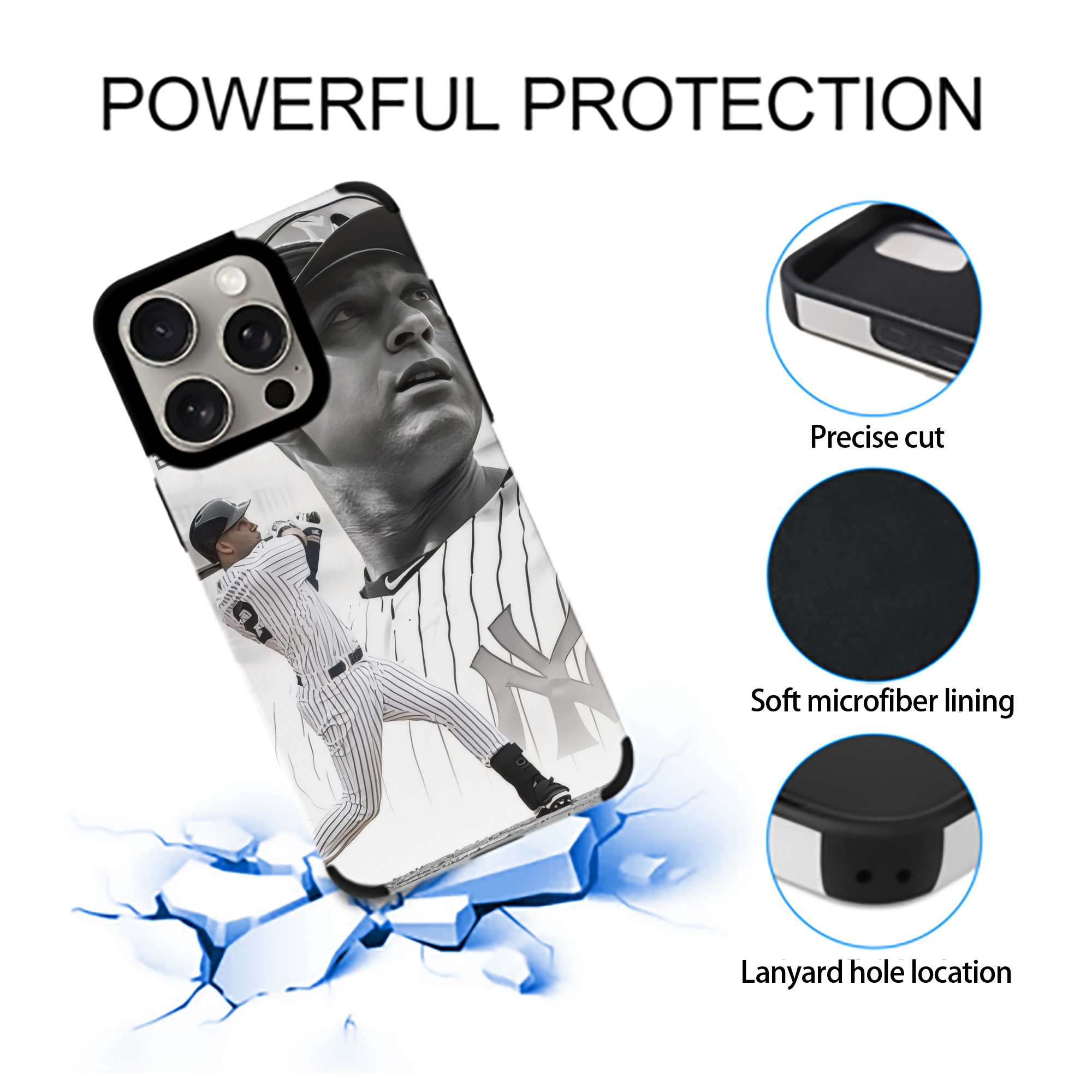 Derek Jeter 61 IPhone 15 Pro Max PU Leather Case – Soft Lining, 360° Protection – Precise Fit, 3D Buttons, Easy Charging – Anti-Yellowing, Easy To Clean