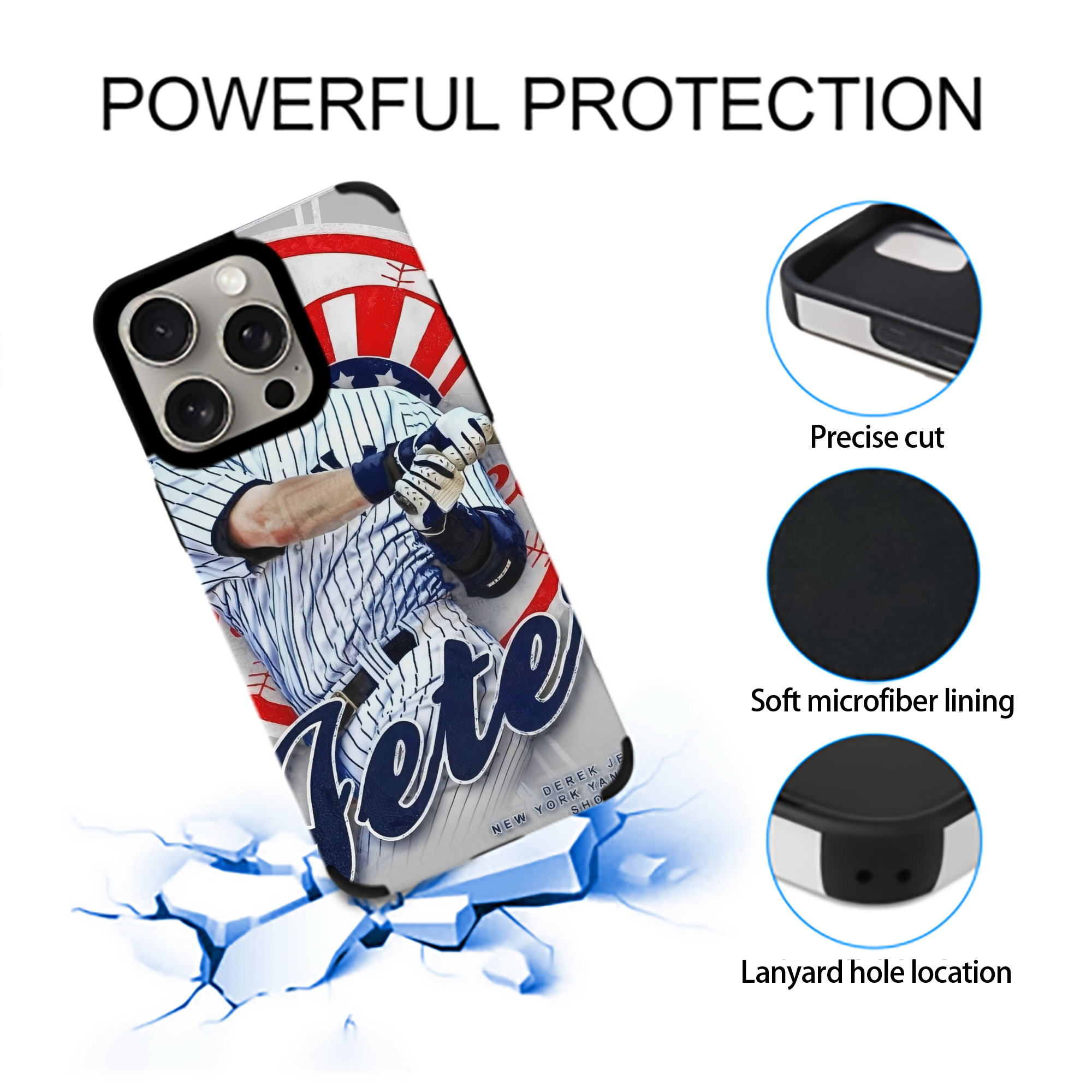 Derek Jeter 62 IPhone 15 Pro Max PU Leather Case – Soft Lining, 360° Protection – Precise Fit, 3D Buttons, Easy Charging – Anti-Yellowing, Easy To Clean