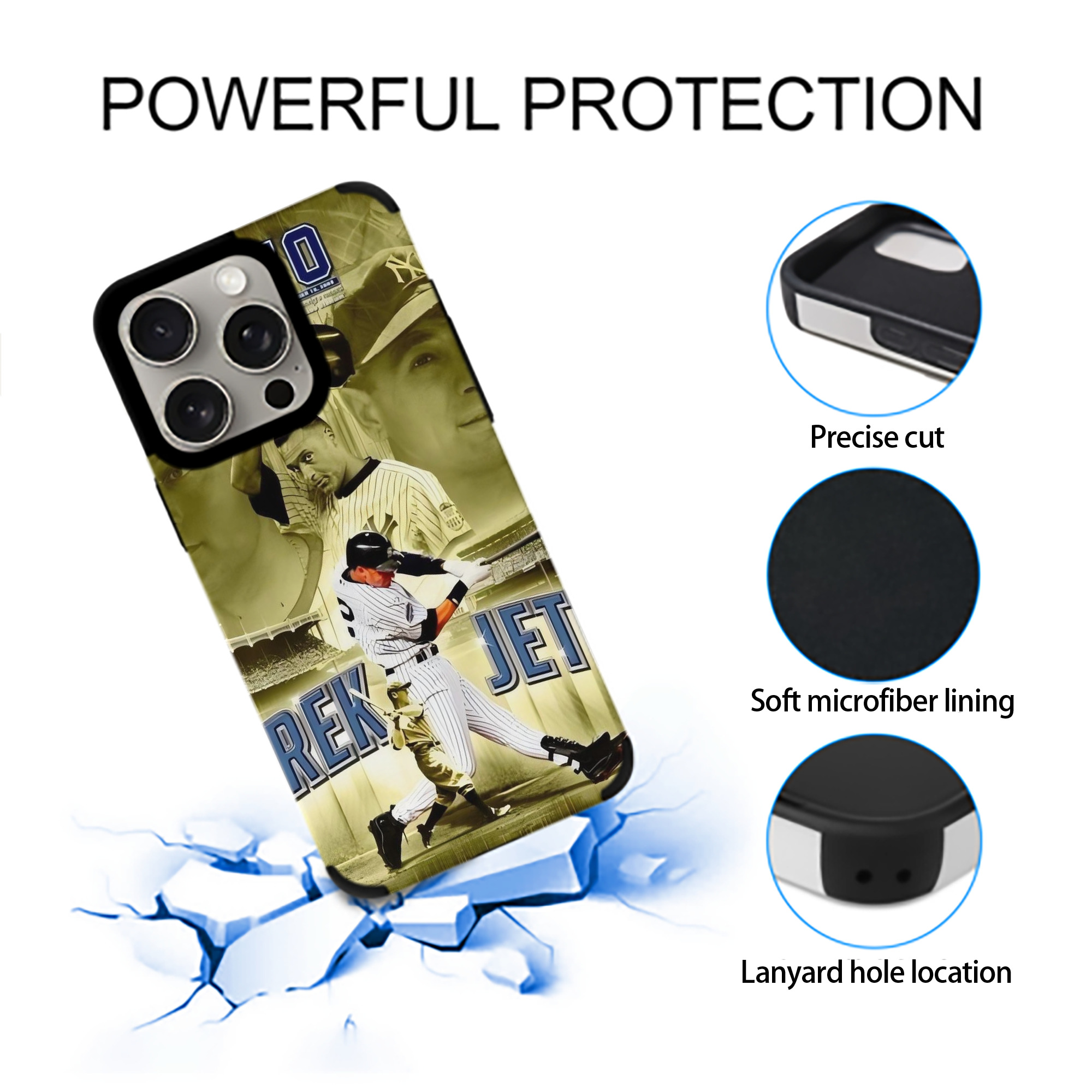 Derek Jeter 86 IPhone 15 Pro Max PU Leather Case – Soft Lining, 360° Protection – Precise Fit, 3D Buttons, Easy Charging – Anti-Yellowing, Easy To Clean