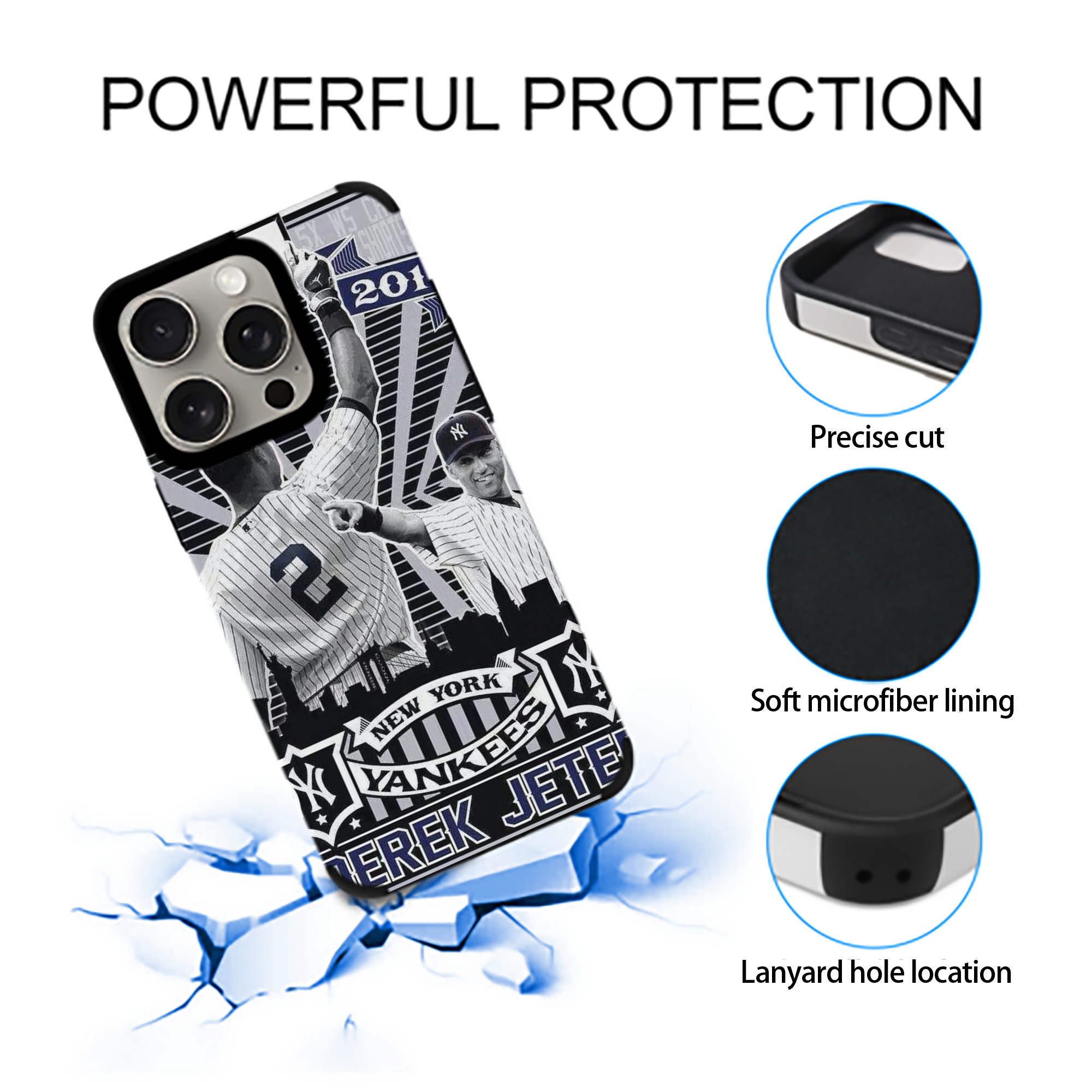 Derek Jeter 89 IPhone 15 Pro Max PU Leather Case – Soft Lining, 360° Protection – Precise Fit, 3D Buttons, Easy Charging – Anti-Yellowing, Easy To Clean