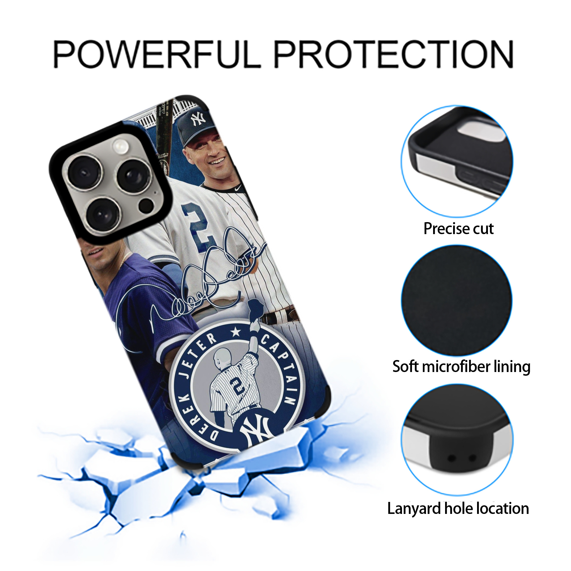 Derek Jeter 92 IPhone 15 Pro Max PU Leather Case – Soft Lining, 360° Protection – Precise Fit, 3D Buttons, Easy Charging – Anti-Yellowing, Easy To Clean