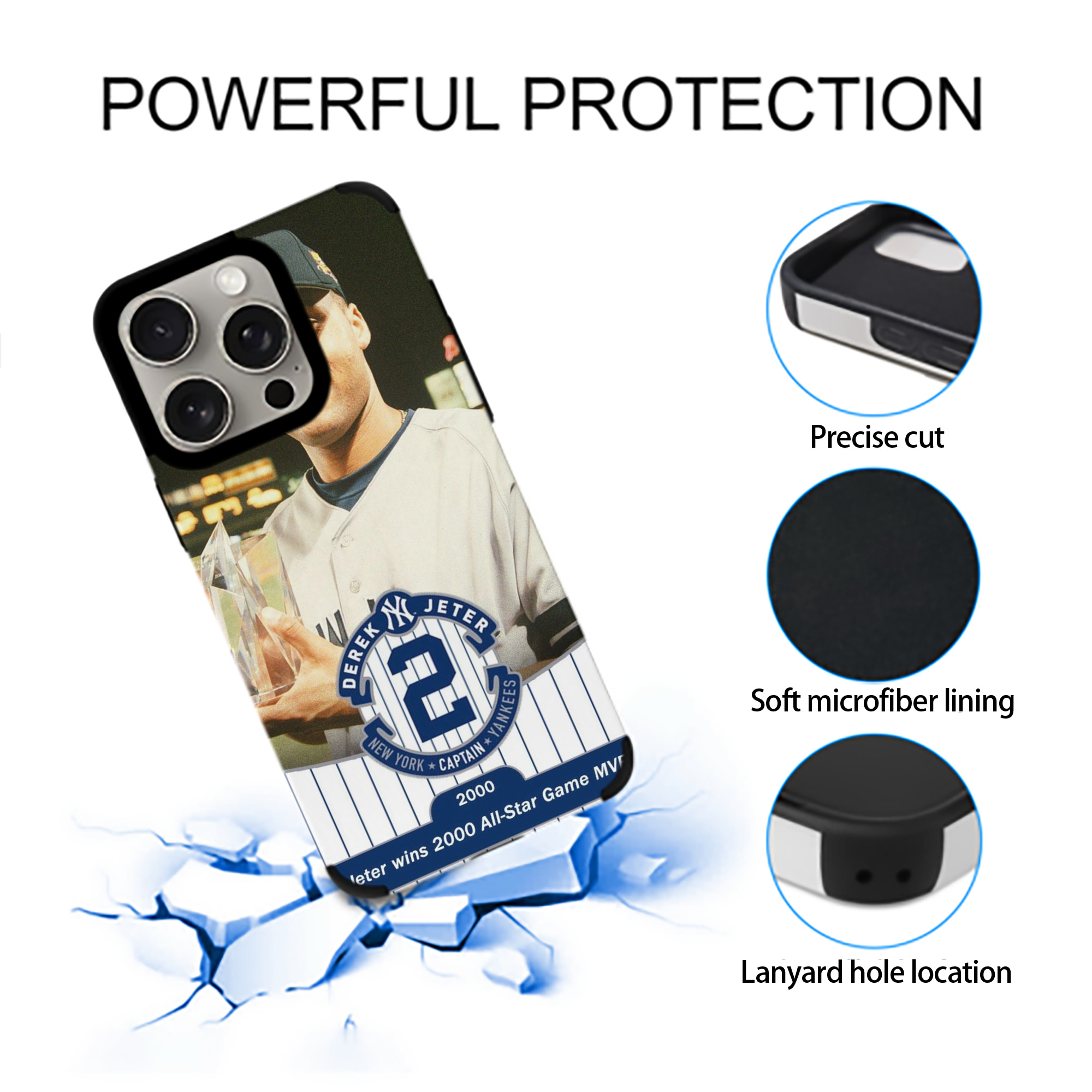 Derek Jeter 93 IPhone 15 Pro Max PU Leather Case – Soft Lining, 360° Protection – Precise Fit, 3D Buttons, Easy Charging – Anti-Yellowing, Easy To Clean