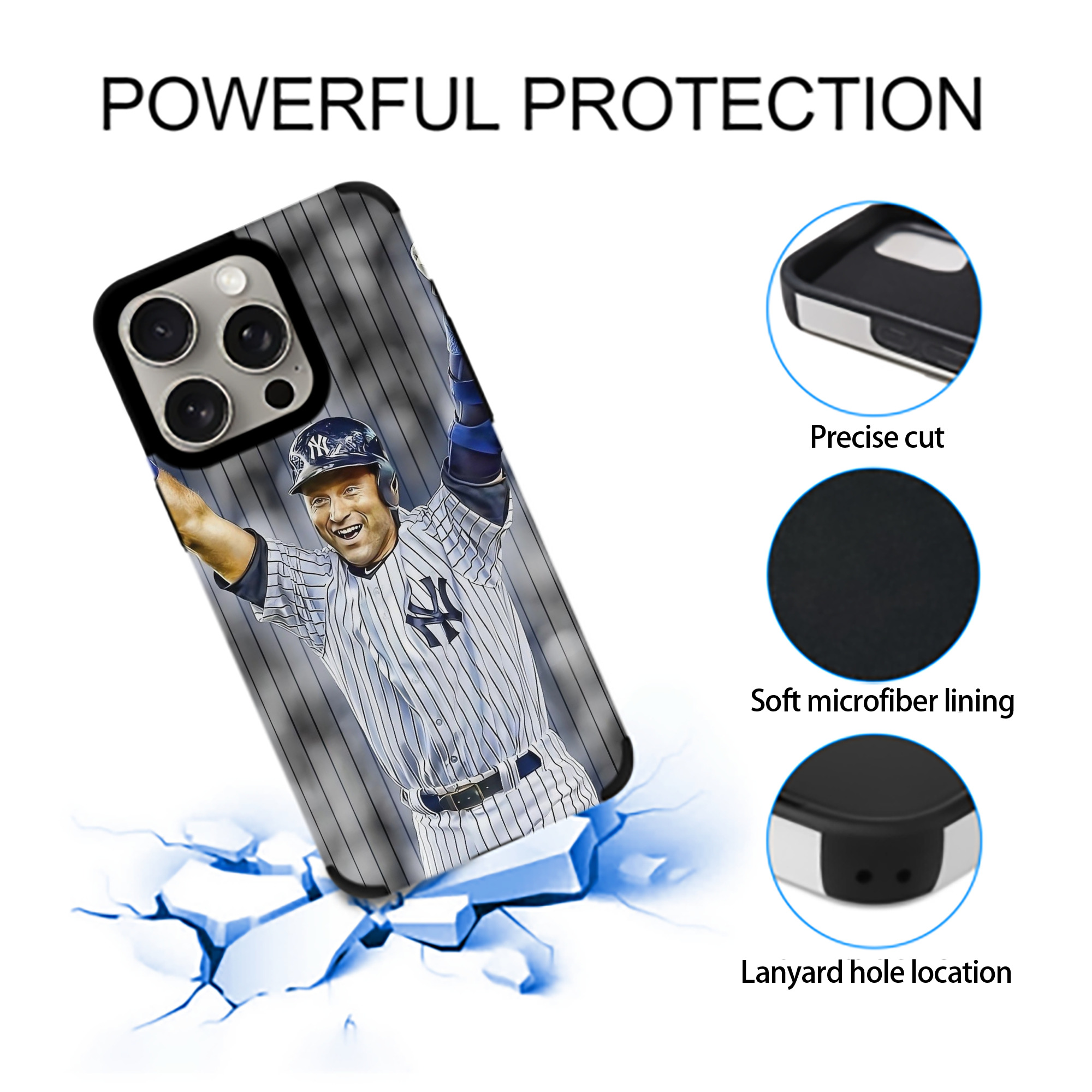 Derek Jeter 96 IPhone 15 Pro Max PU Leather Case – Soft Lining, 360° Protection – Precise Fit, 3D Buttons, Easy Charging – Anti-Yellowing, Easy To Clean