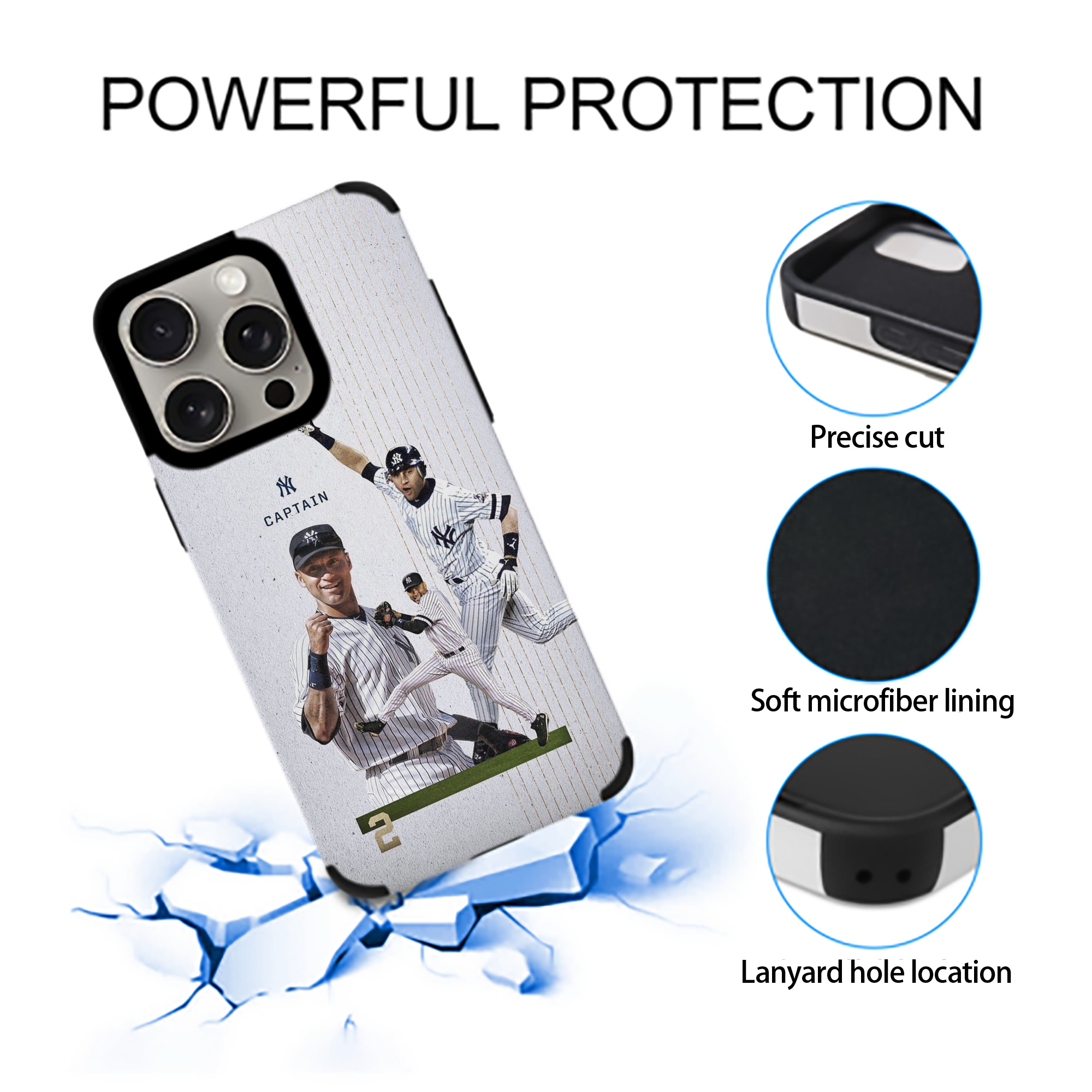 Derek Jeter 106 IPhone 15 Pro Max PU Leather Case – Soft Lining, 360° Protection – Precise Fit, 3D Buttons, Easy Charging – Anti-Yellowing, Easy To Clean