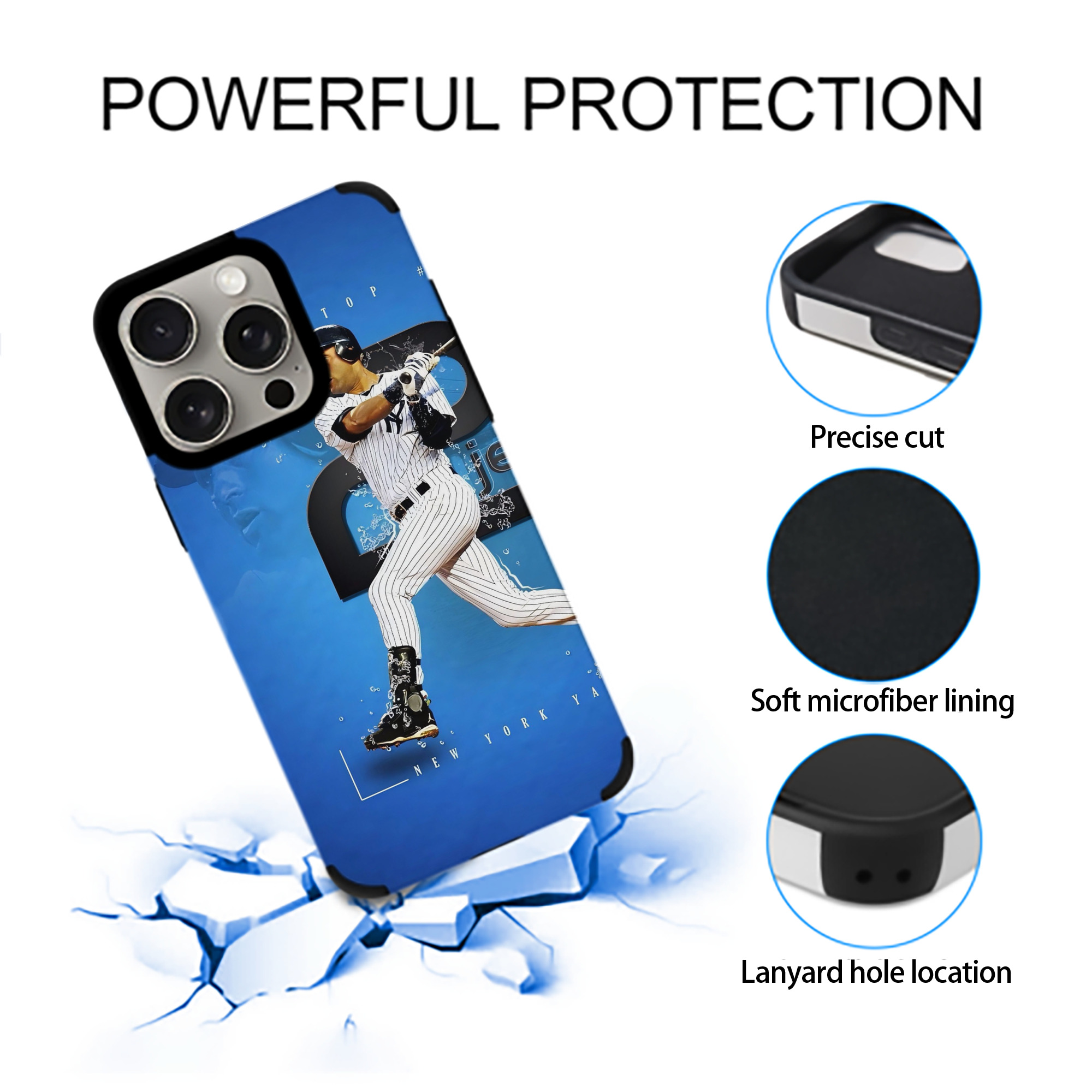 Derek Jeter 107 IPhone 15 Pro Max PU Leather Case – Soft Lining, 360° Protection – Precise Fit, 3D Buttons, Easy Charging – Anti-Yellowing, Easy To Clean