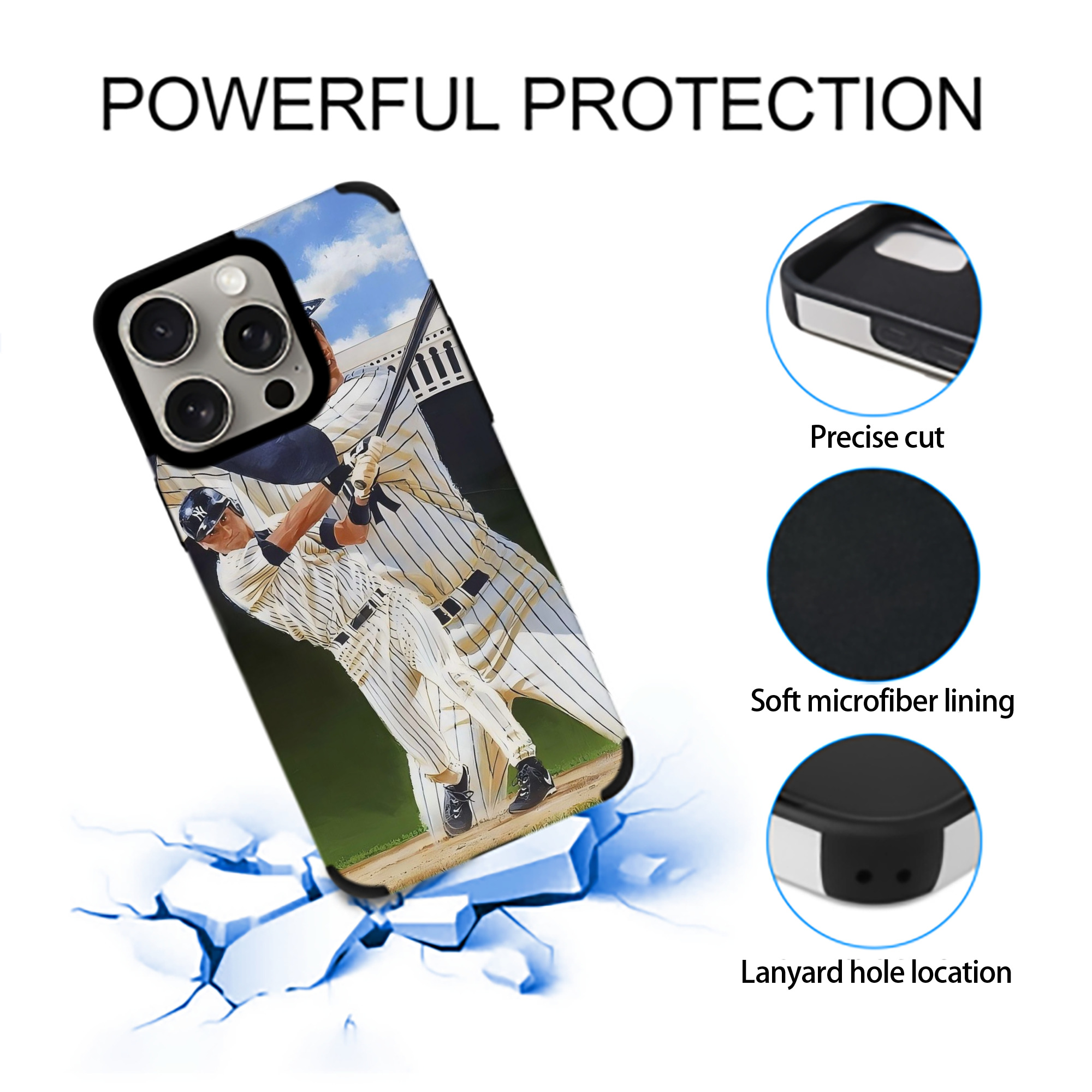 Derek Jeter 108 IPhone 15 Pro Max PU Leather Case – Soft Lining, 360° Protection – Precise Fit, 3D Buttons, Easy Charging – Anti-Yellowing, Easy To Clean
