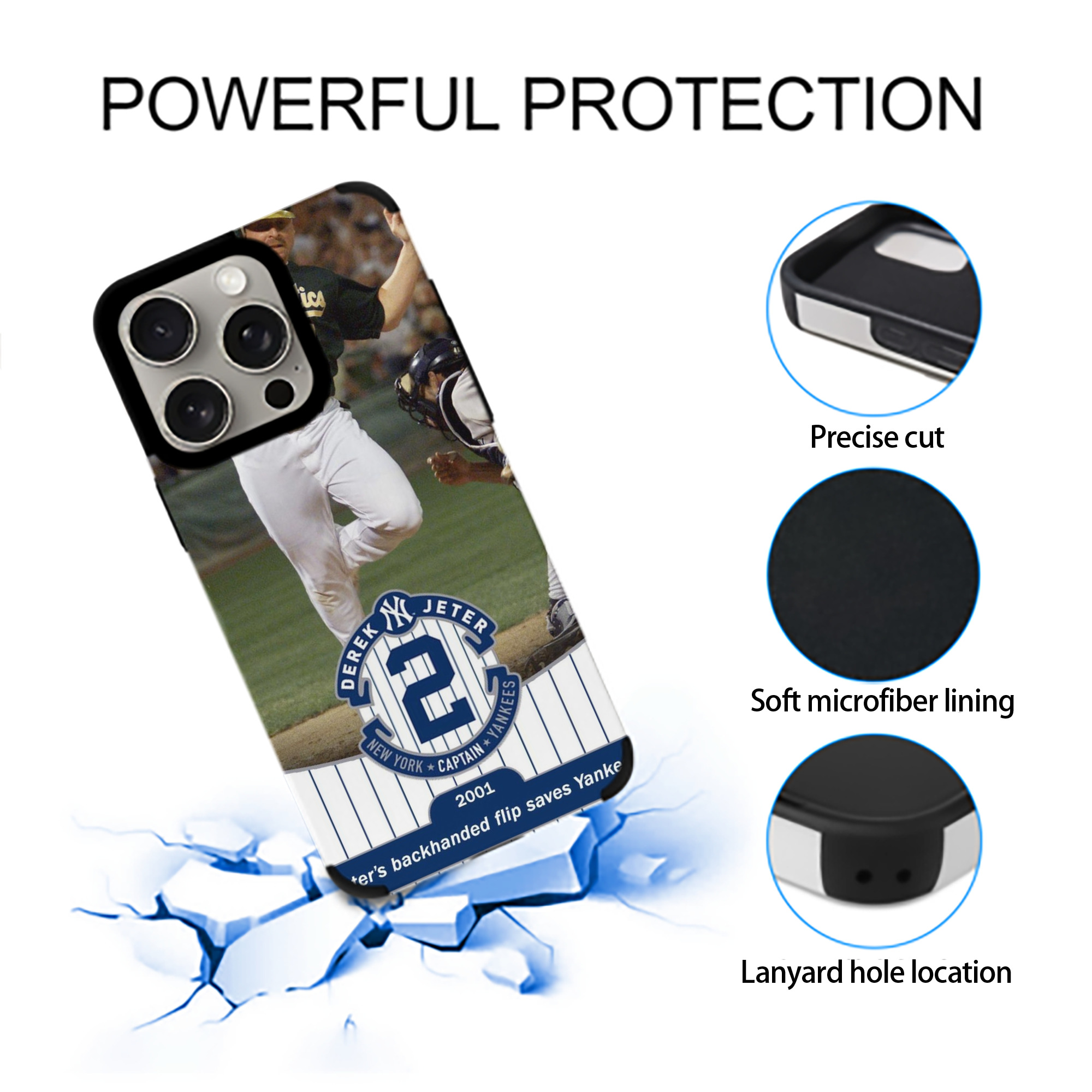 Derek Jeter 111 IPhone 15 Pro Max PU Leather Case – Soft Lining, 360° Protection – Precise Fit, 3D Buttons, Easy Charging – Anti-Yellowing, Easy To Clean