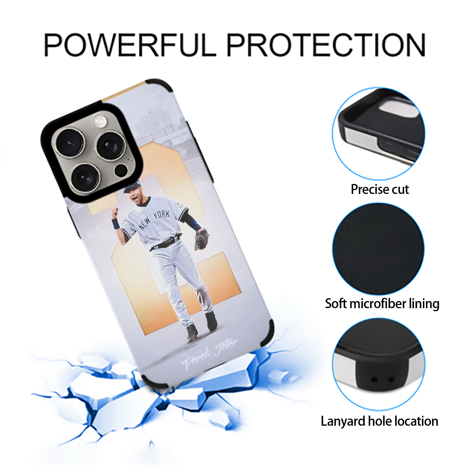 Derek Jeter 112 IPhone 15 Pro Max PU Leather Case – Soft Lining, 360° Protection – Precise Fit, 3D Buttons, Easy Charging – Anti-Yellowing, Easy To Clean