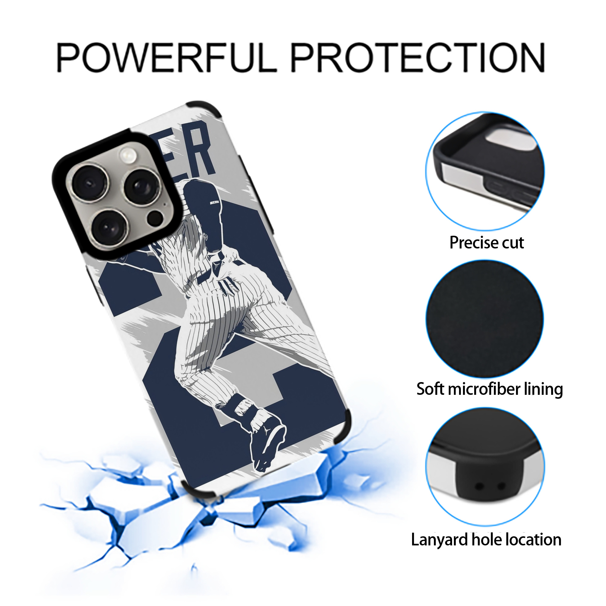 Derek Jeter 113 IPhone 15 Pro Max PU Leather Case – Soft Lining, 360° Protection – Precise Fit, 3D Buttons, Easy Charging – Anti-Yellowing, Easy To Clean