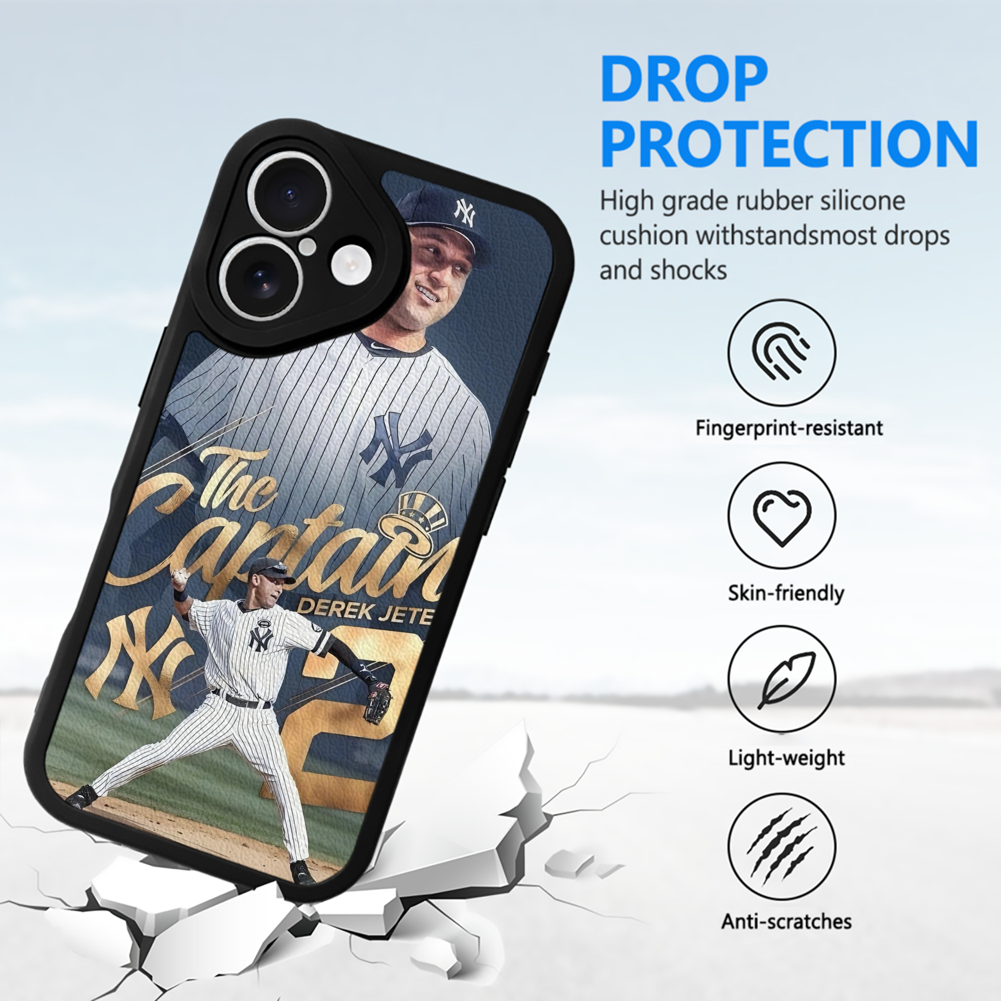 Derek Jeter 29 IPhone 16 Silicone Leather Case – UV Print, Lambskin Texture – Perfect Fit, Wireless Charging Compatible, Scratch Resistant, Precise Cutouts – Stylish Protection For IPhone 16