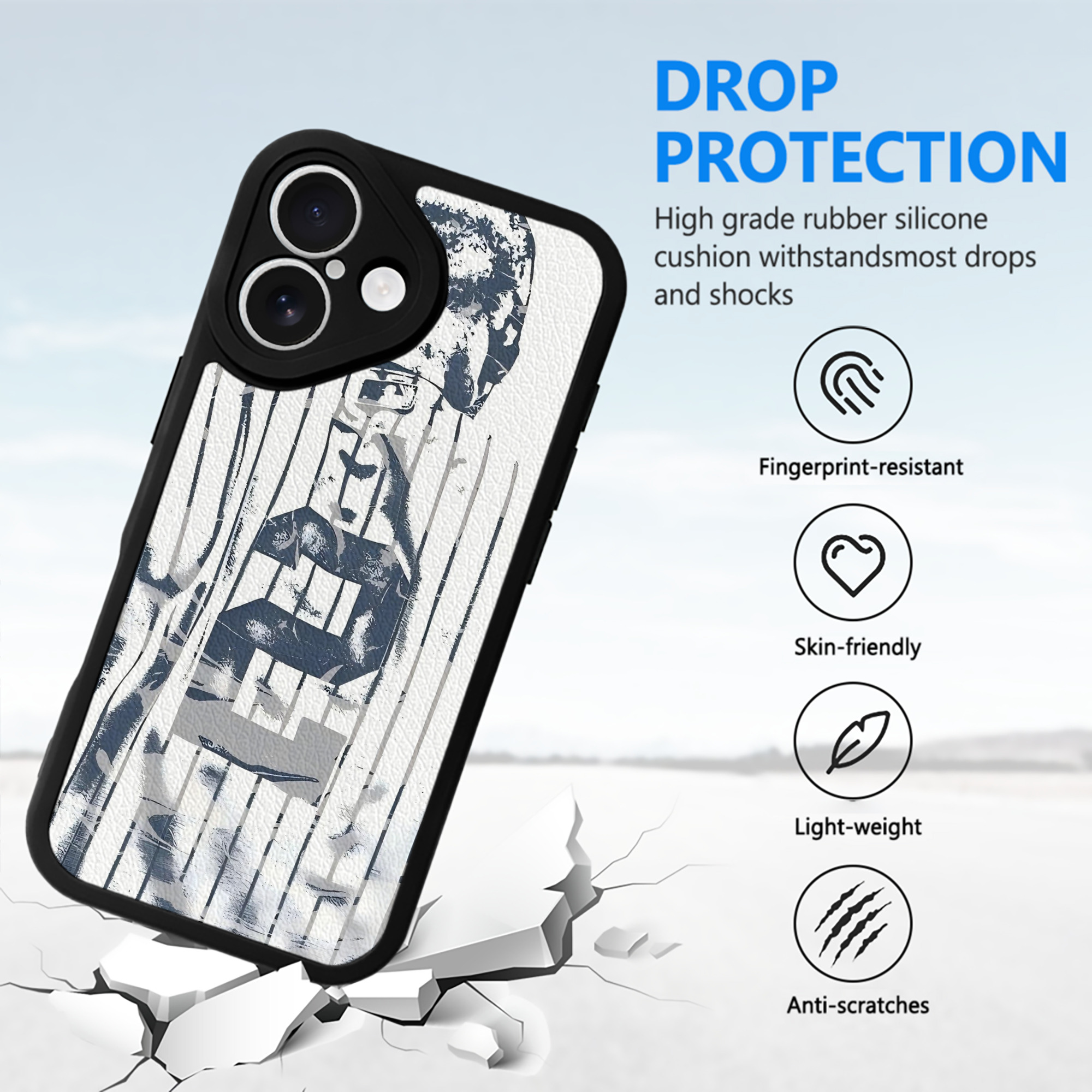 Derek Jeter 30 IPhone 16 Silicone Leather Case – UV Print, Lambskin Texture – Perfect Fit, Wireless Charging Compatible, Scratch Resistant, Precise Cutouts – Stylish Protection For IPhone 16